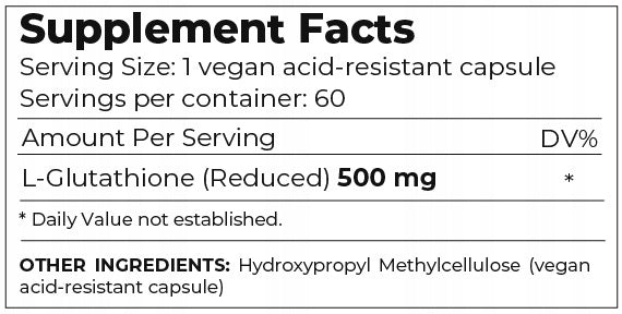 MLO Space L-Glutathione (reduced) Antioxidant - 60 acid-resistant caps. Brand MLO