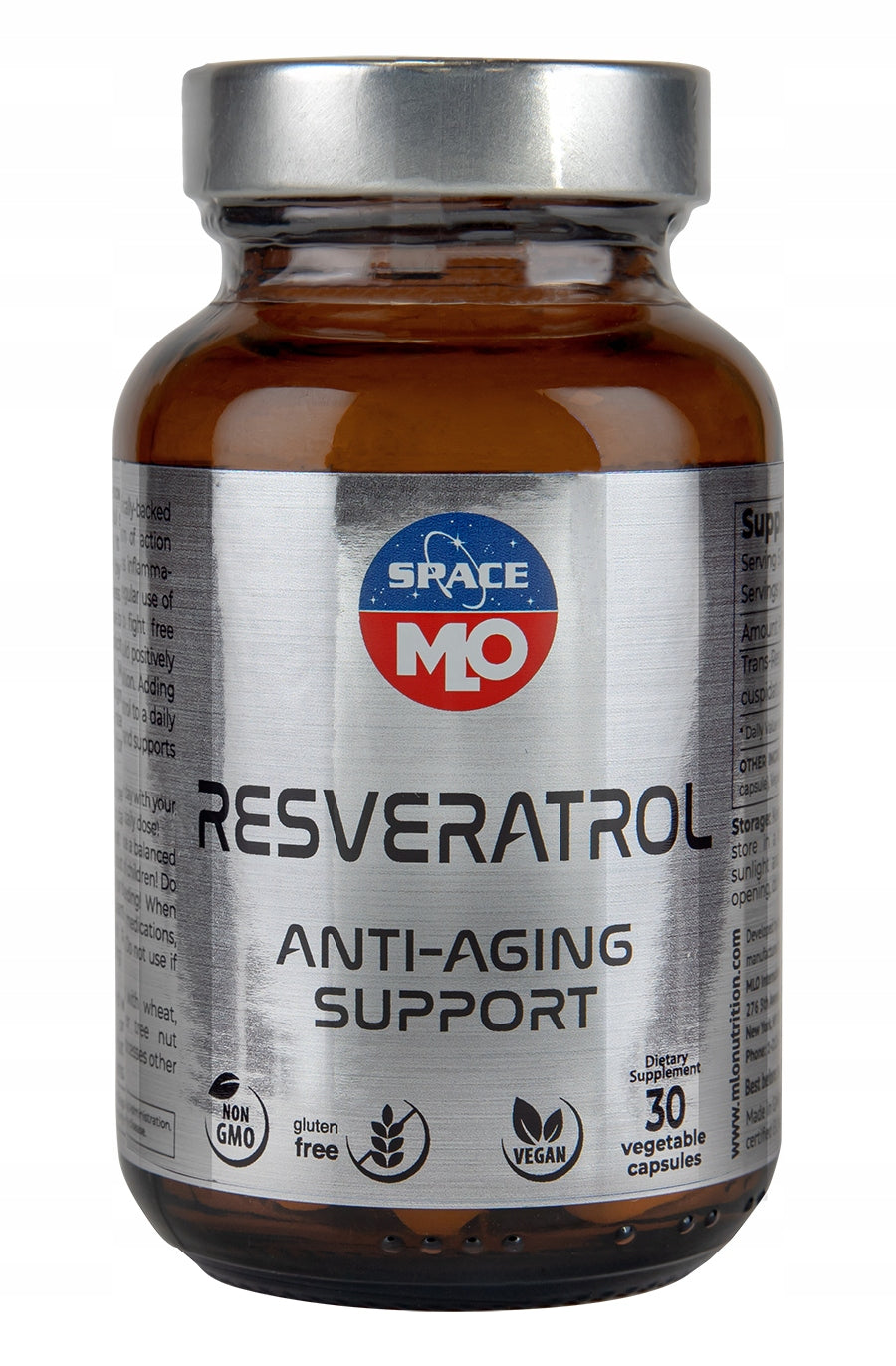 MLO Space Resveratrol 99% Purity Antioxidant Anti Aging - 30 vege kaps.
