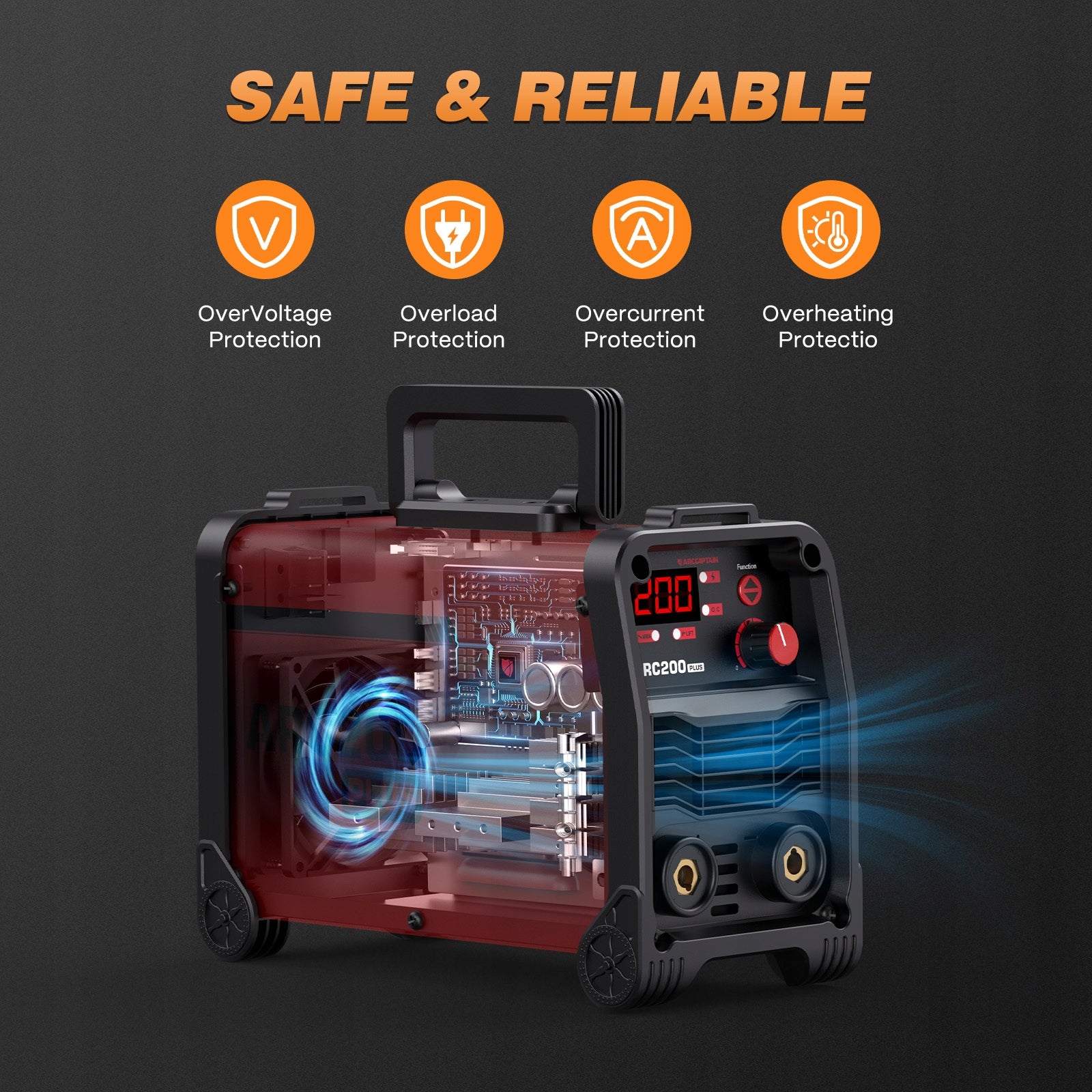 MMA semi-automatic welding machine, TIG ARCCAPTAIN 20-200 A 230V Manufacturer code ARC200 PLUS
