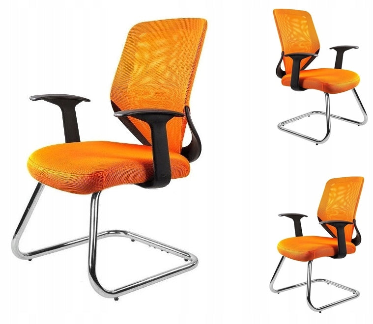 MOBI SKID Conference Chair Orange on Skids Office Mesh