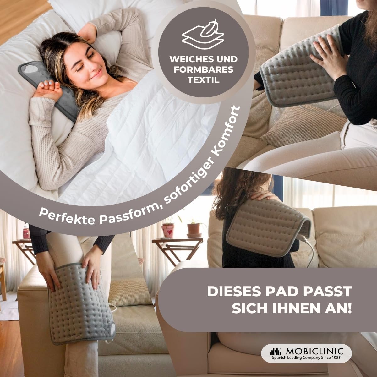 MOBICLINIC Heating Pillow 3 Levels 40x30 cm 100W Grey Medical device no