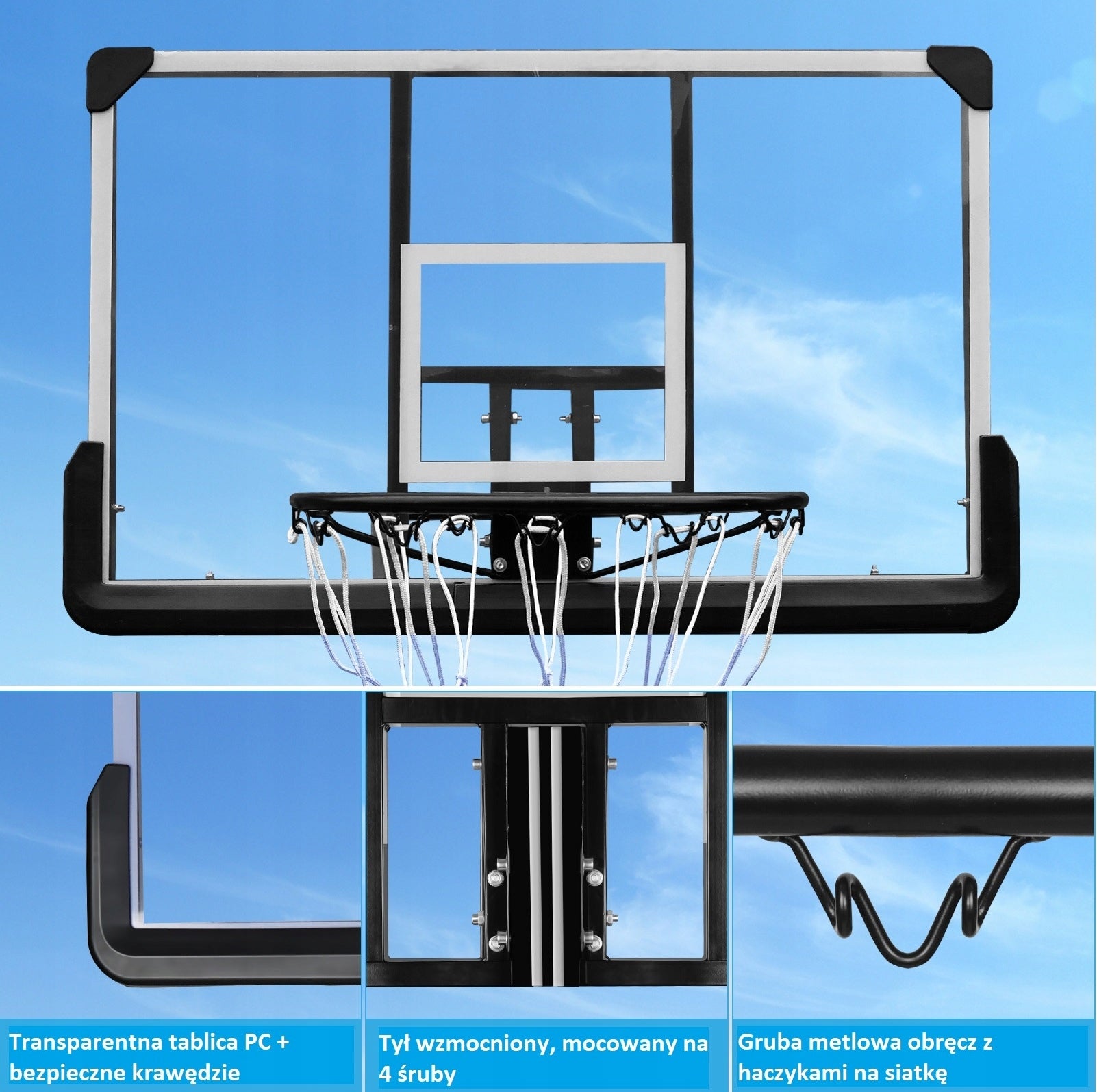MOBILE BASKETBALL BASKET ADJUSTABLE FULL SIZE UP TO 305 cm BASE XXL Kid's age 3＋ years