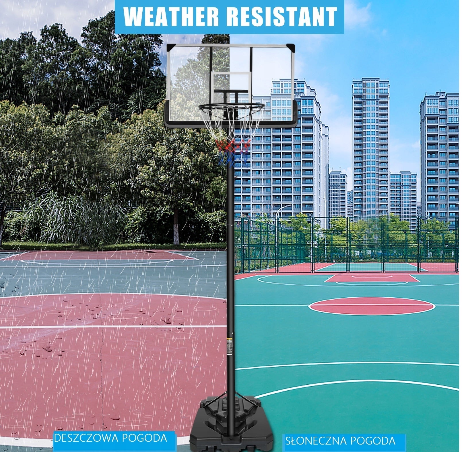 MOBILE BASKETBALL BASKET ADJUSTABLE FULL SIZE UP TO 305 cm BASE XXL Product weight with unit packaging 23 kg