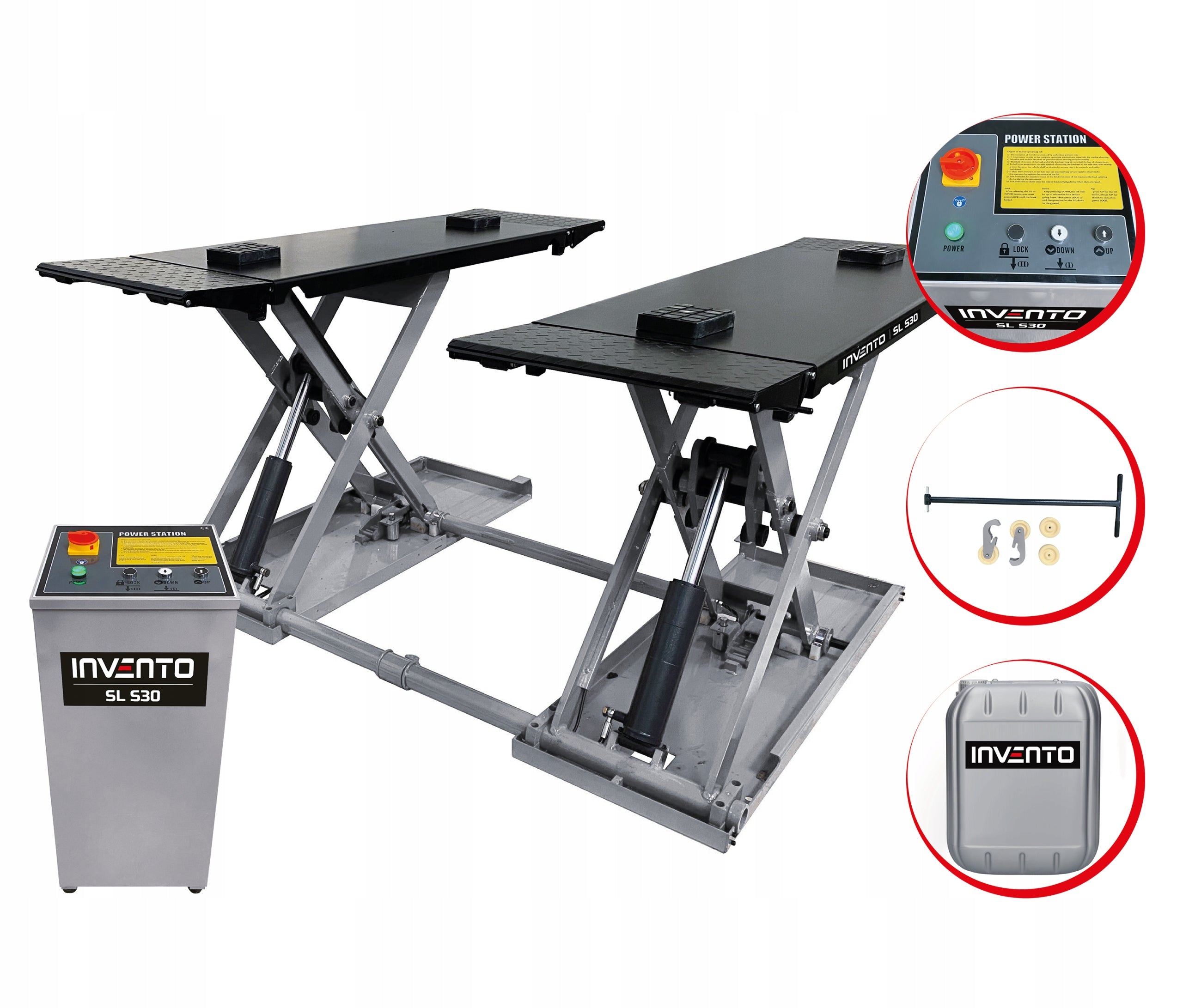 MOBILE CAR SCISSOR LIFT 3T INVENTO 400 V HIGH 1 M OIL FREEBIE
