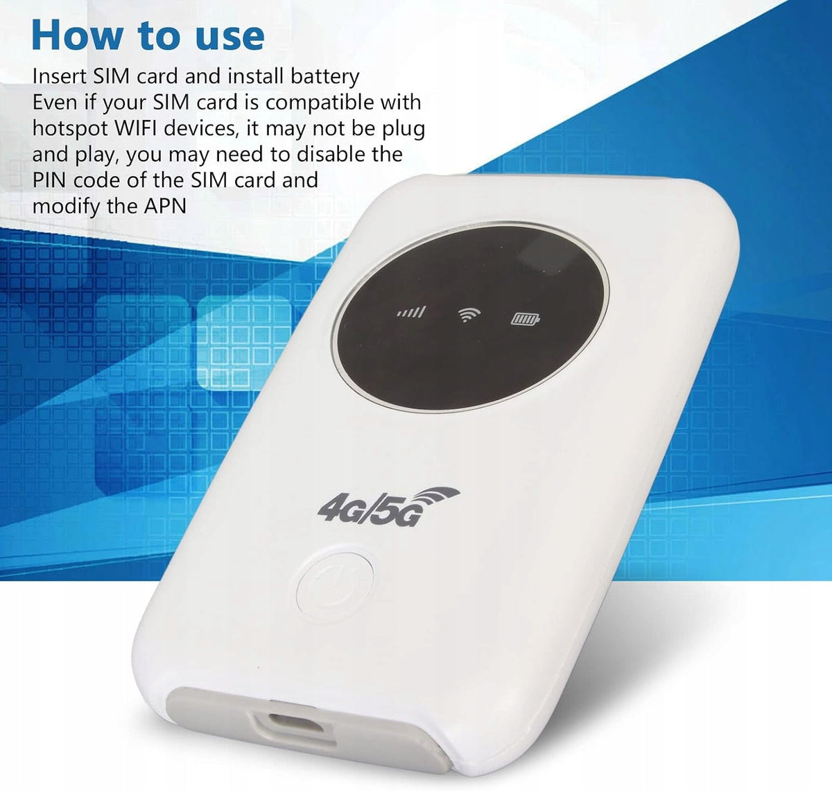 MOBILE HOTSPOT 4G LTE WIFI ROUTER USB 300 MB/S SIM CARD 3200MAH Model Vikyekthfwno2sg