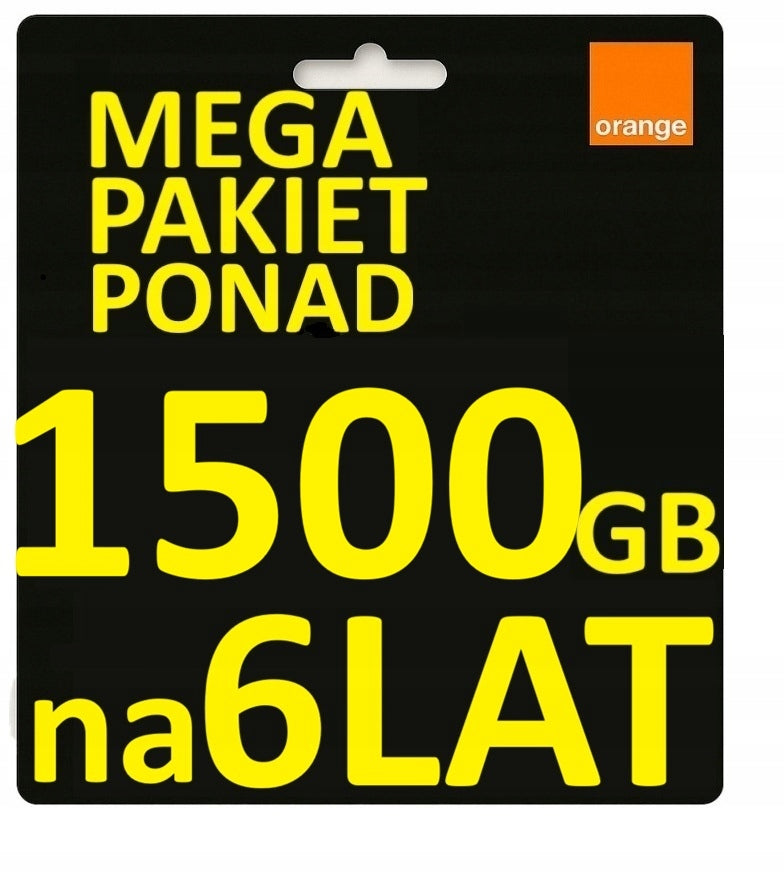 MOBILE INTERNET FOR STARTER CARD ORANGE FREE 1500 GB - 1,5 TB 6 YEARS