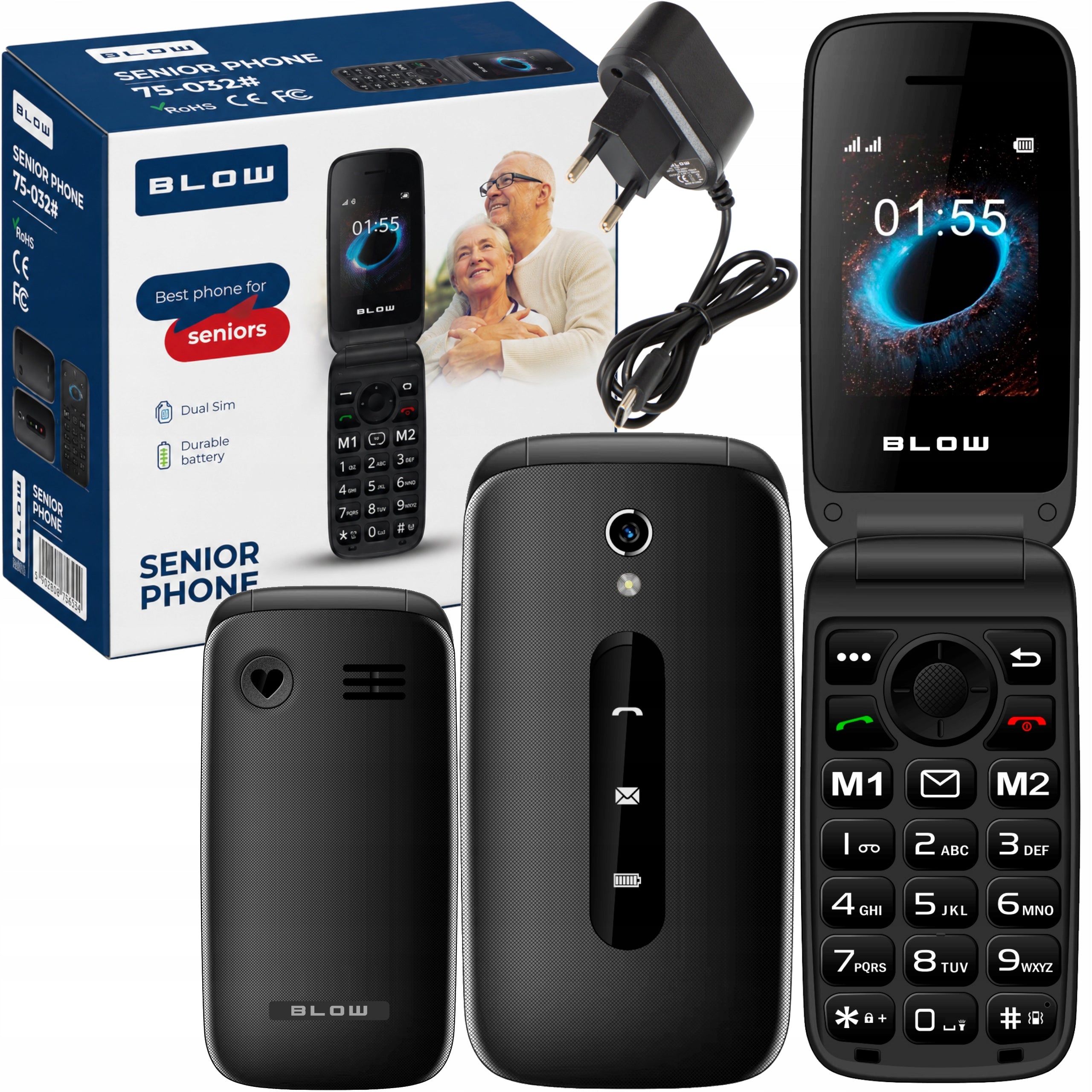 MOBILE PHONE FOR SENIOR DUAL SIM KEYBOARD WITH FLAP SIMPLE BLUETOOTH