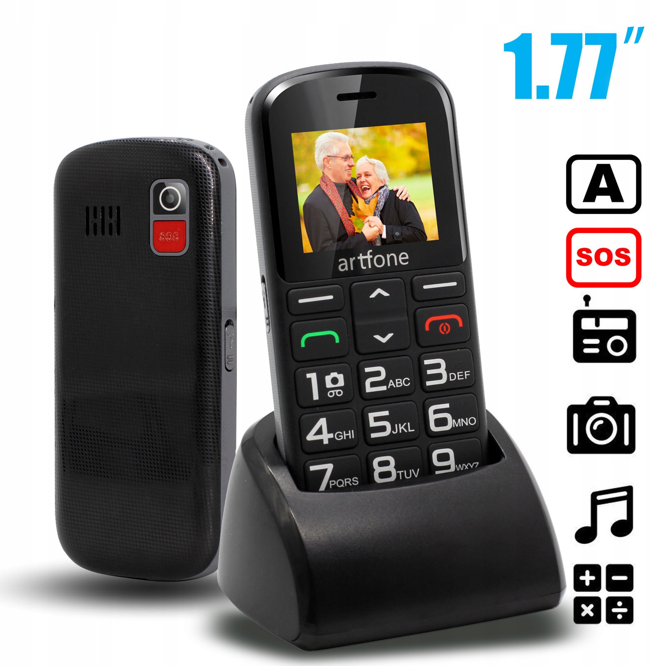 MOBILE PHONE FOR SENIOR SOS LARGE KEYS LOUD SIM GSM ALARM CAMERA Charger included yes