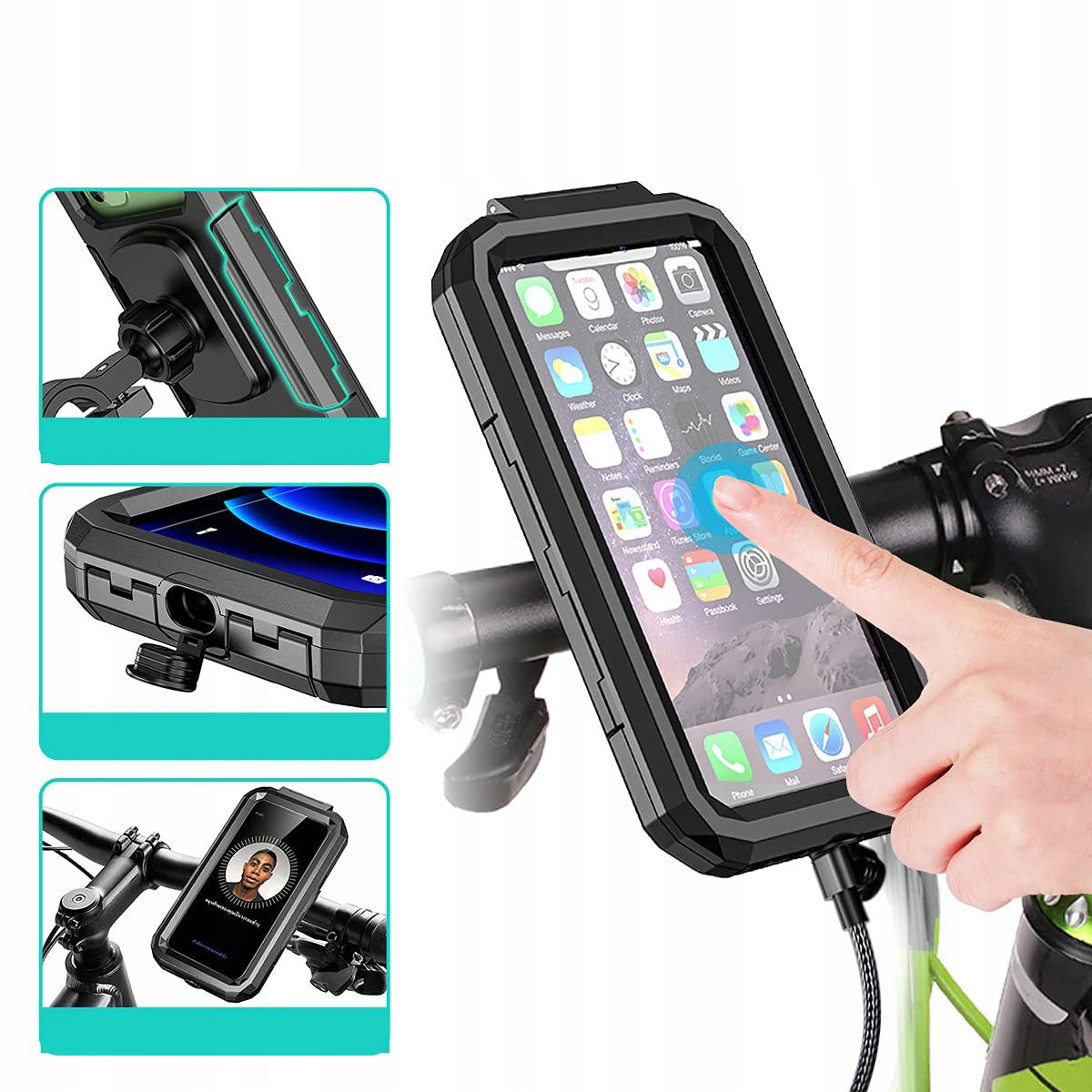 MOBILE PHONE HOLDER, WATERPROOF BICYCLE BAG FOR SMARTPHONES Model Motocyklowy Uchwyt na Telefon