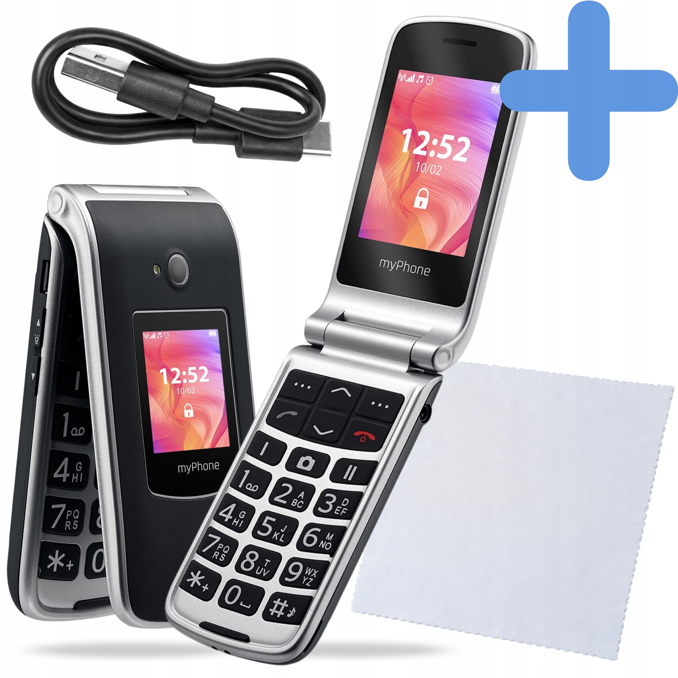 MOBILE PHONE MYPHONE RUMBA 2 WITH FLAP AND KEYBOARD FOR SENIOR + BASE Charger included no