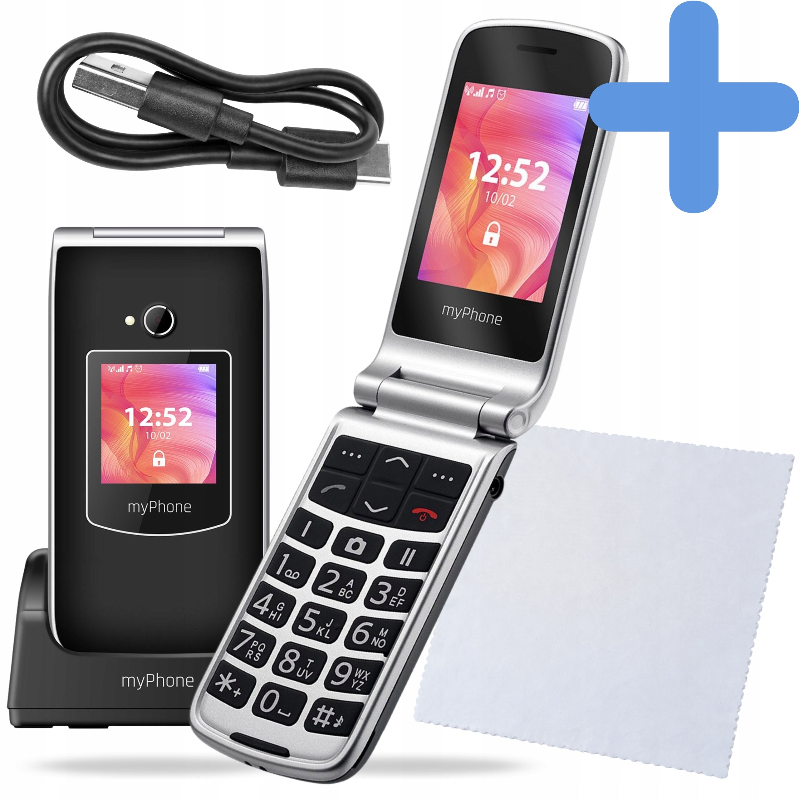 MOBILE PHONE MYPHONE RUMBA 2 WITH FLAP AND KEYBOARD FOR SENIOR + BASE