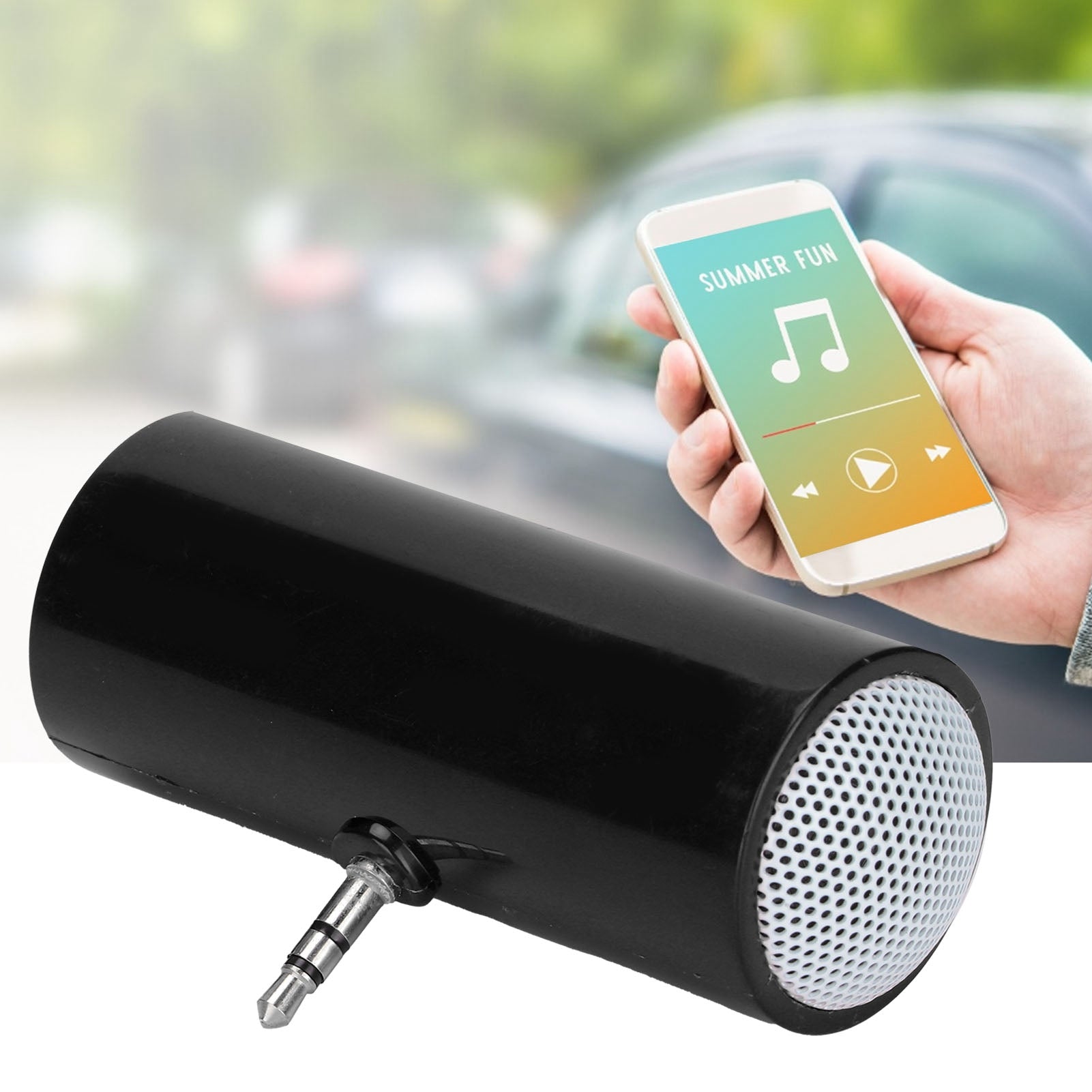 MOBILE STEREO PORTABLE SPEAKER MINI JACK 3.5 MM BLACK Batteries included no