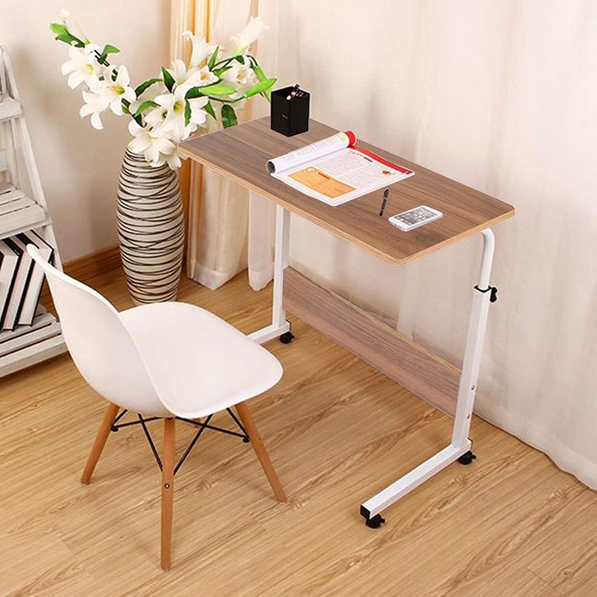 MOBILE TABLE ON WHEELS WITH HEIGHT ADJUSTMENT FOR WORK AND HOME Brand Ecarla