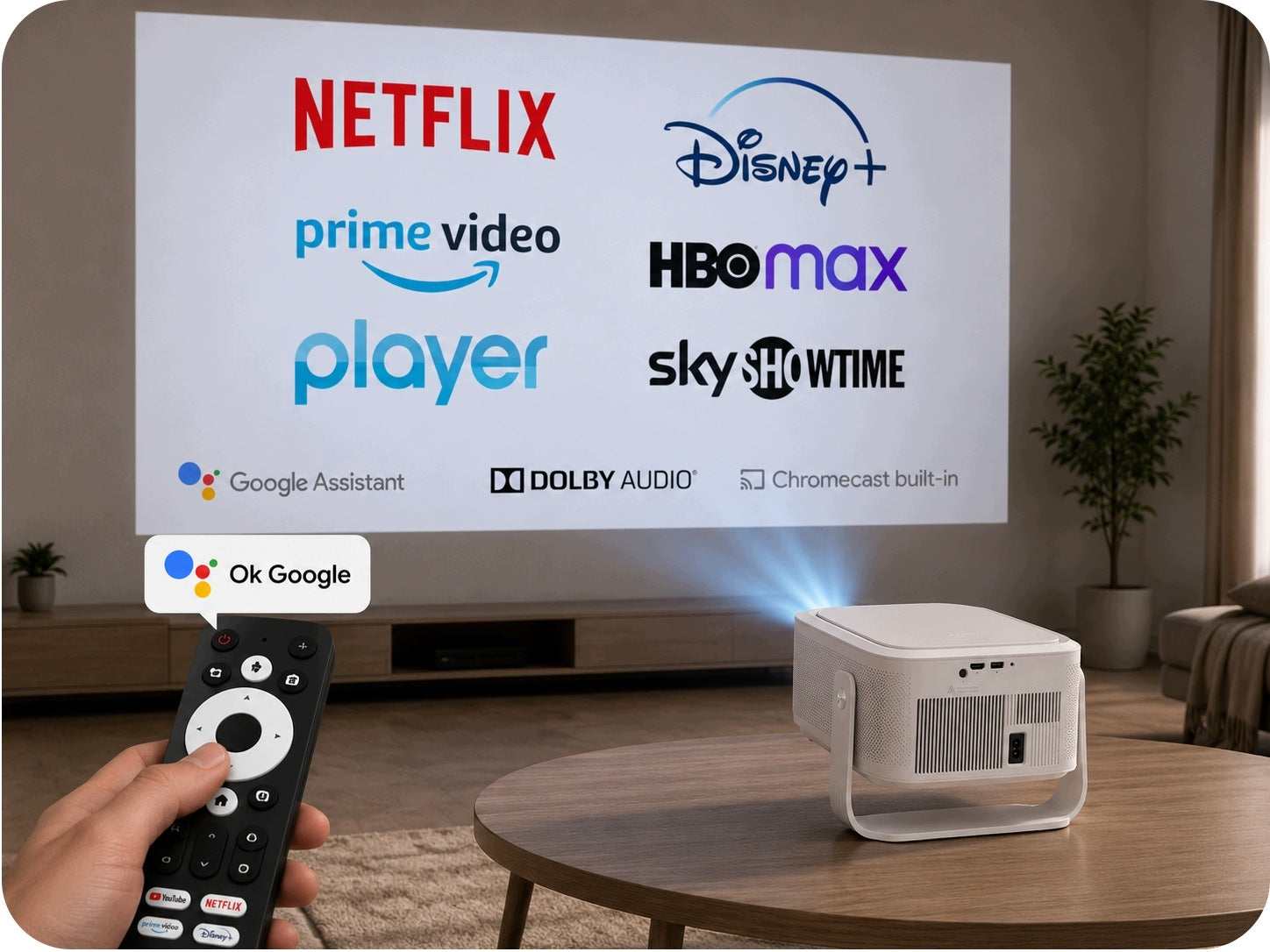 MOCNY CERTYFIKOWANY Google TV ANDROID RZUTNIK Projektor LED SMART Manufacturer code GTV-1300