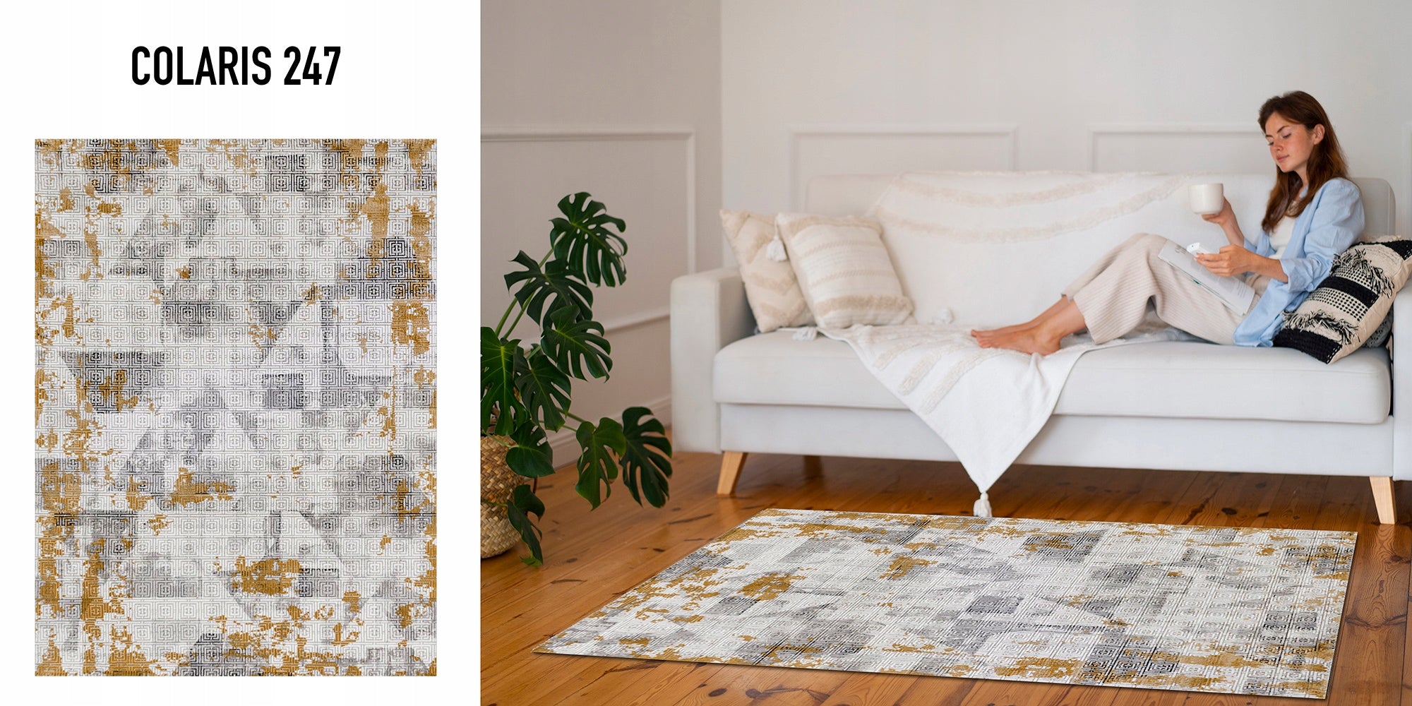 MODERN CARPET 150X200 CM COLARIS NON-SLIP IDEAL FOR LIVING ROOM FASHIONABLE Product width 150 cm