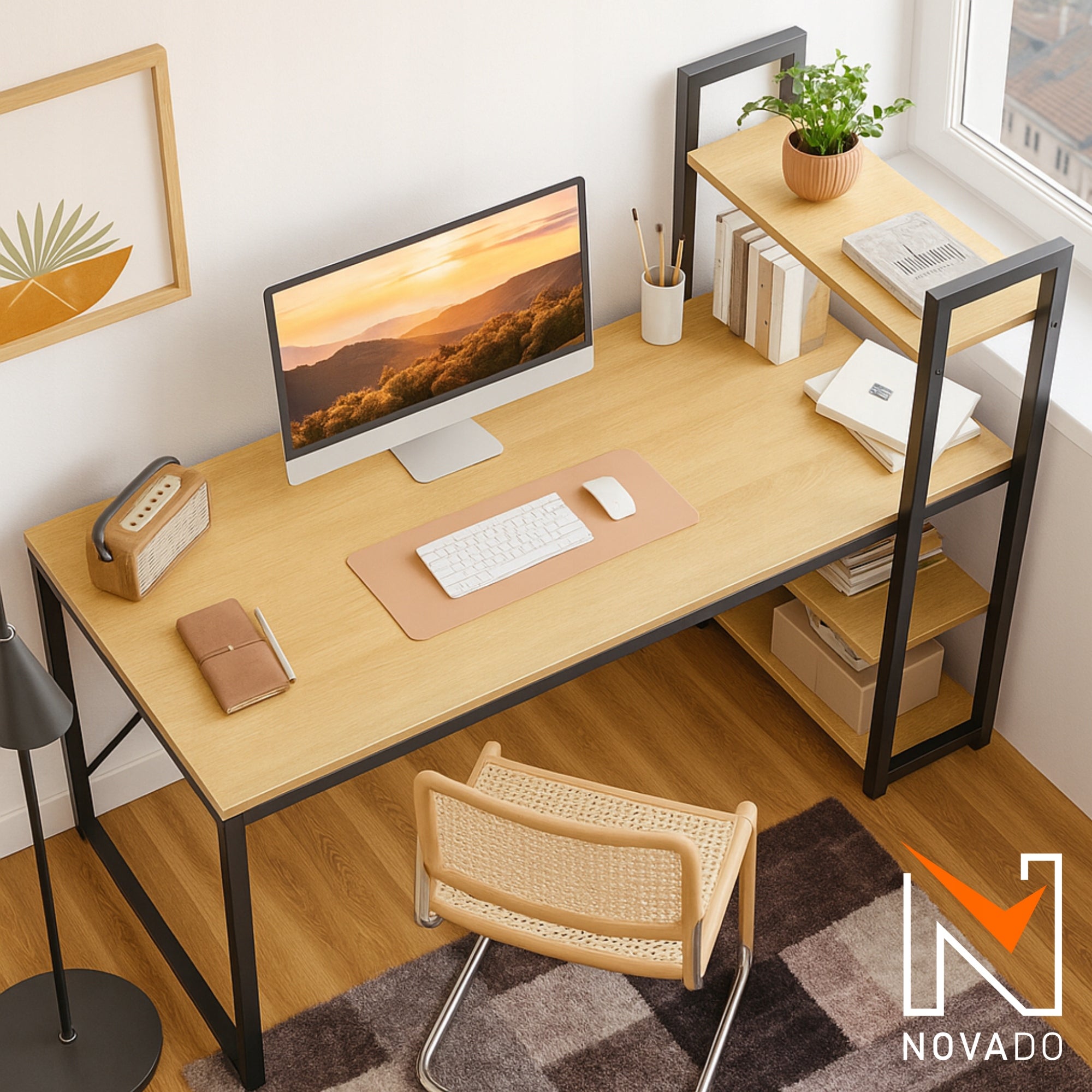 MODERN COMPUTER DESK LOFT SCHOOL BOOKCASE SHELVES GAMING 120x60 BRIGHT EAN (GTIN) 5905258930152
