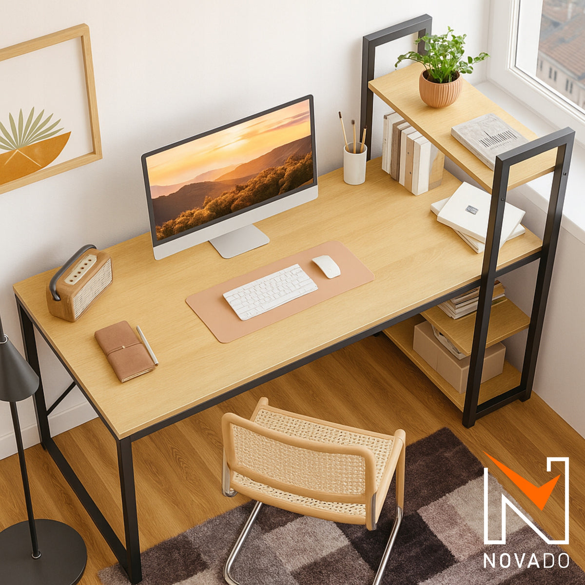 MODERN COMPUTER DESK LOFT SCHOOL BOOKCASE SHELVES GAMING 120x60 BRIGHT EAN (GTIN) 5905258930152