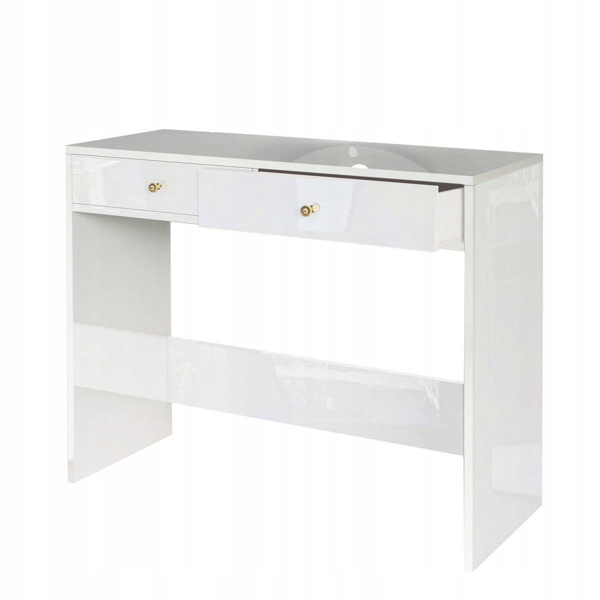 MODERN CONSOLE DESK FOR OFFICE LIVING ROOM STYLE GLAMOUR WHITE GLOSS GOLD Brand Sarano