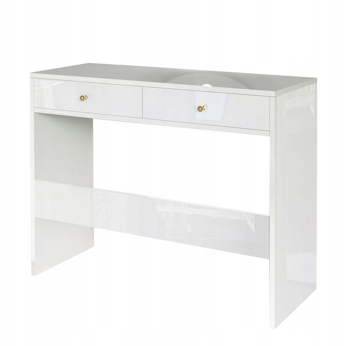 MODERN CONSOLE DESK FOR OFFICE LIVING ROOM STYLE GLAMOUR WHITE GLOSS GOLD