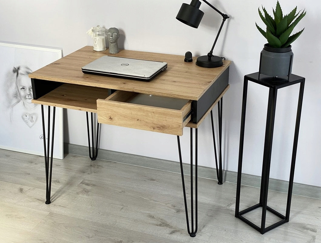 MODERN DESK RUMBA METAL OAK ARTISAN BLACK Body material chipboard