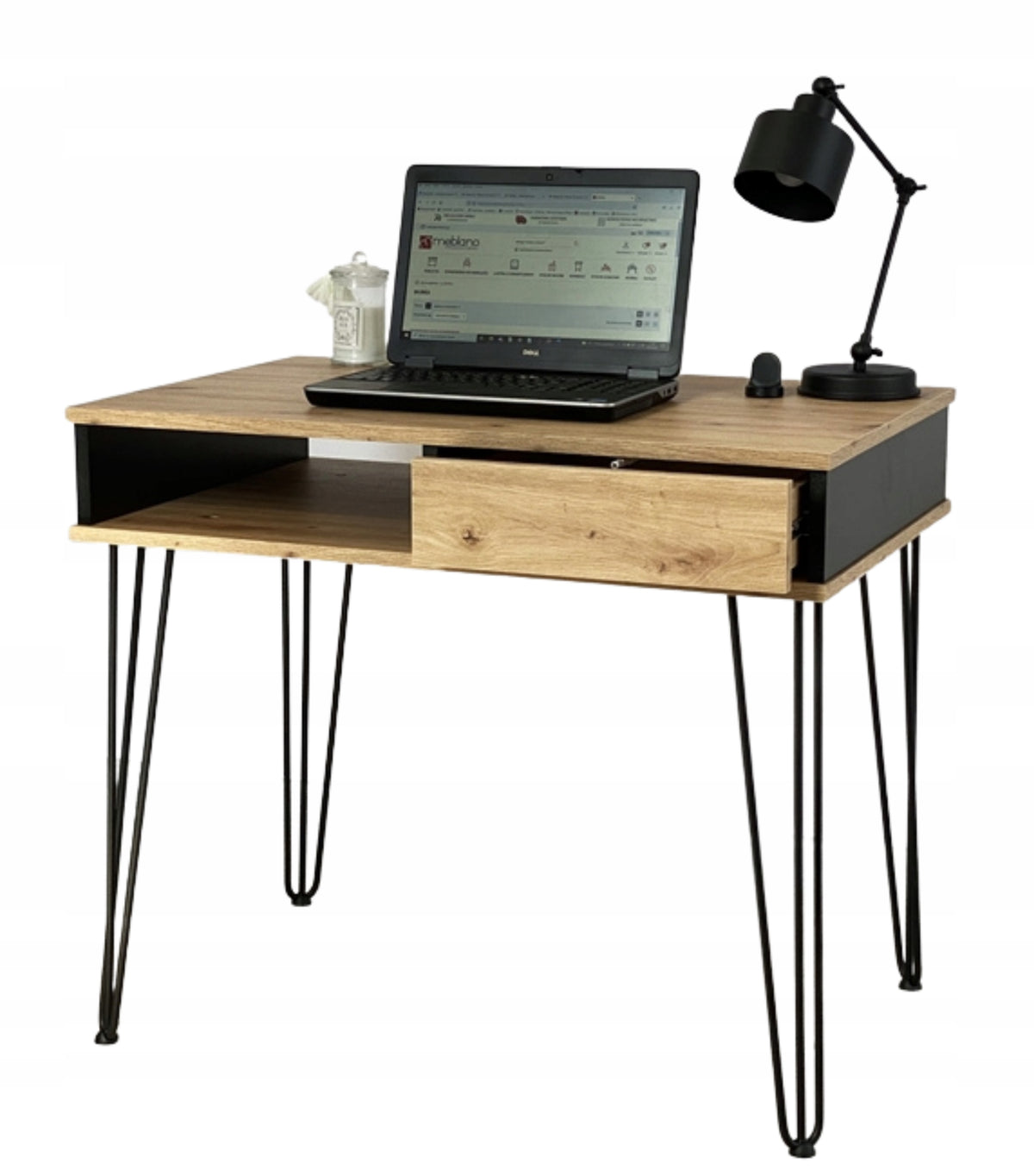 MODERN DESK RUMBA METAL OAK ARTISAN BLACK