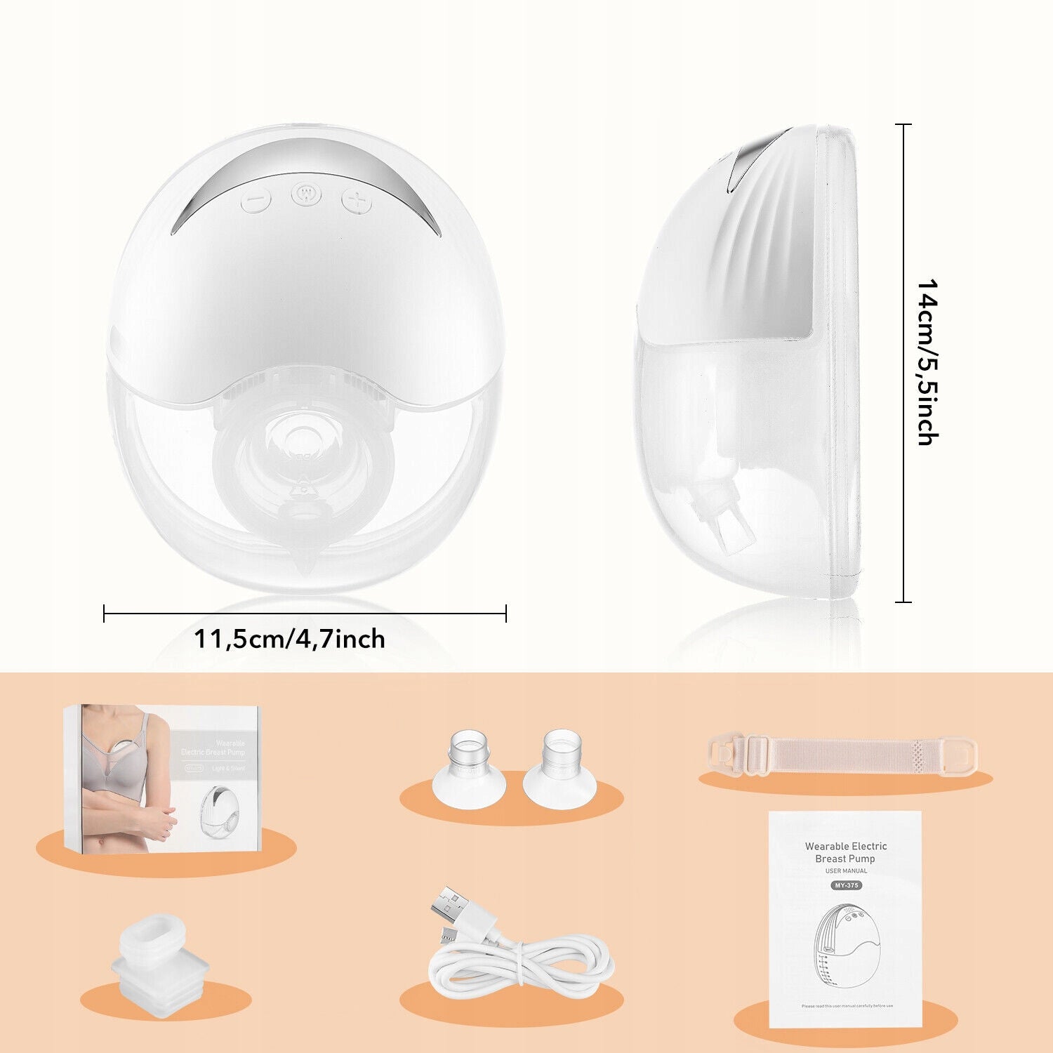 MODERN ELECTRIC BREAST PUMP 4 MODES 12 LEVELS OF ADJUSTMENT WHITE 1200MAH Medical device no