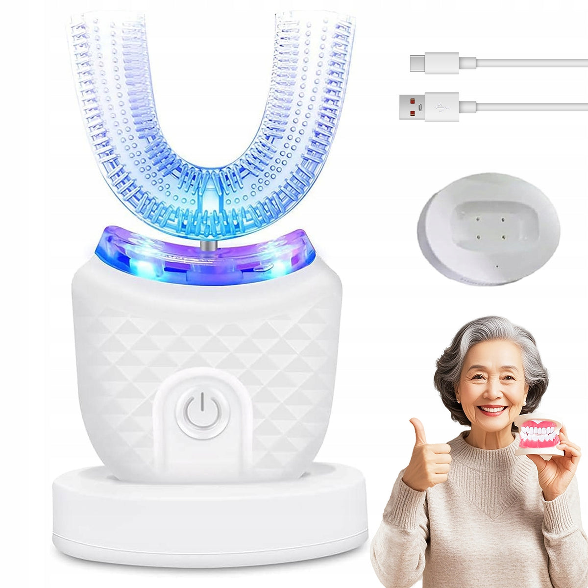 MODERN ELECTRIC TOOTHBRUSH WITH BLUE LIGHT THREE MODES IPX7