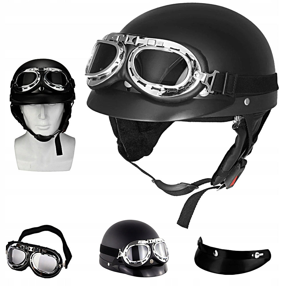 MODERN MOTORCYCLE HELMET RETRO HELMET + GOGGLES SET SOFT AND COMFORTABLE