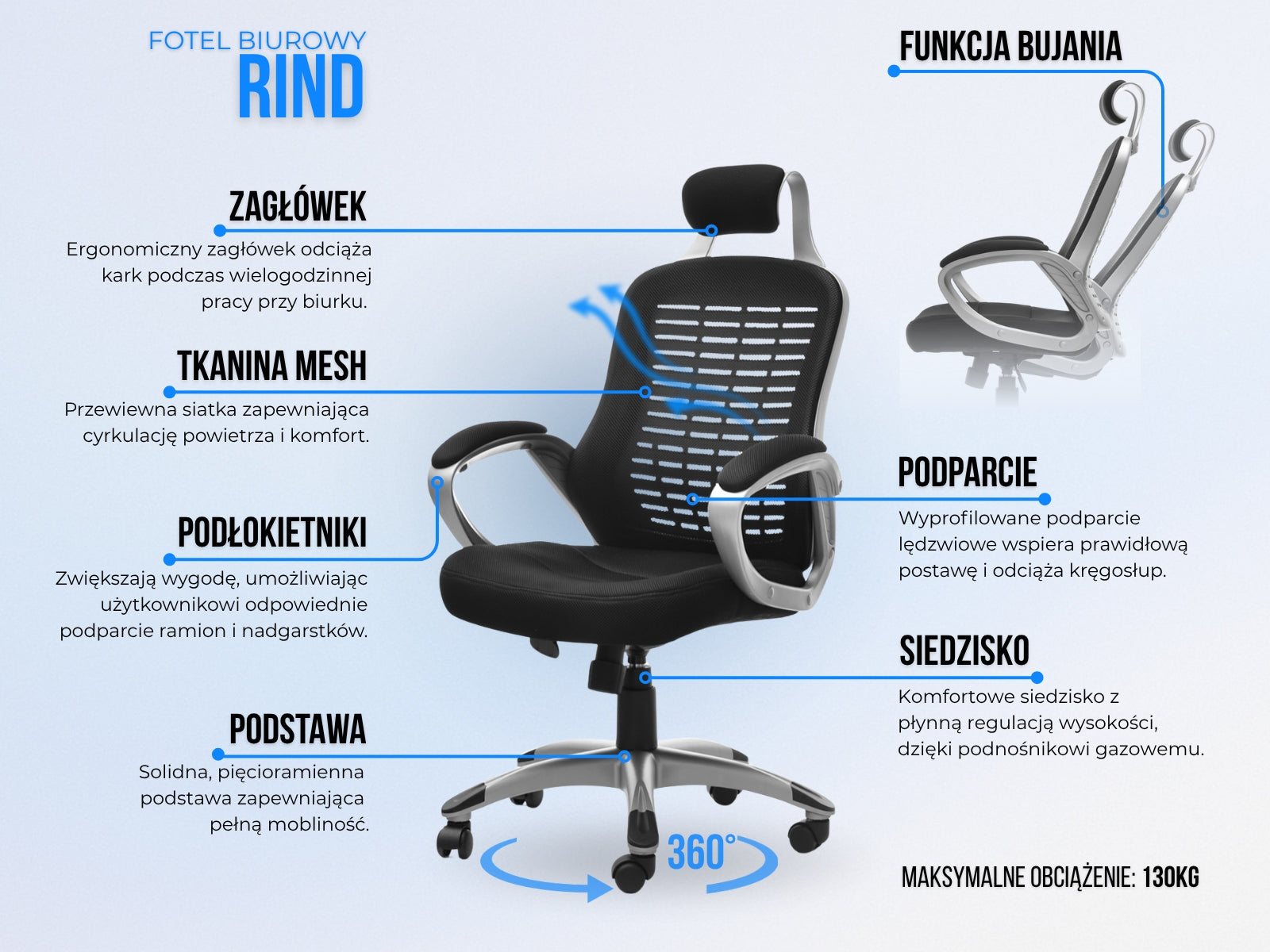 MODERN OFFICE CHAIR MADE OF MESH FABRIC RIND BLACK AND GOLD WITH FUNCTIONS Manufacturer code 5907698612254