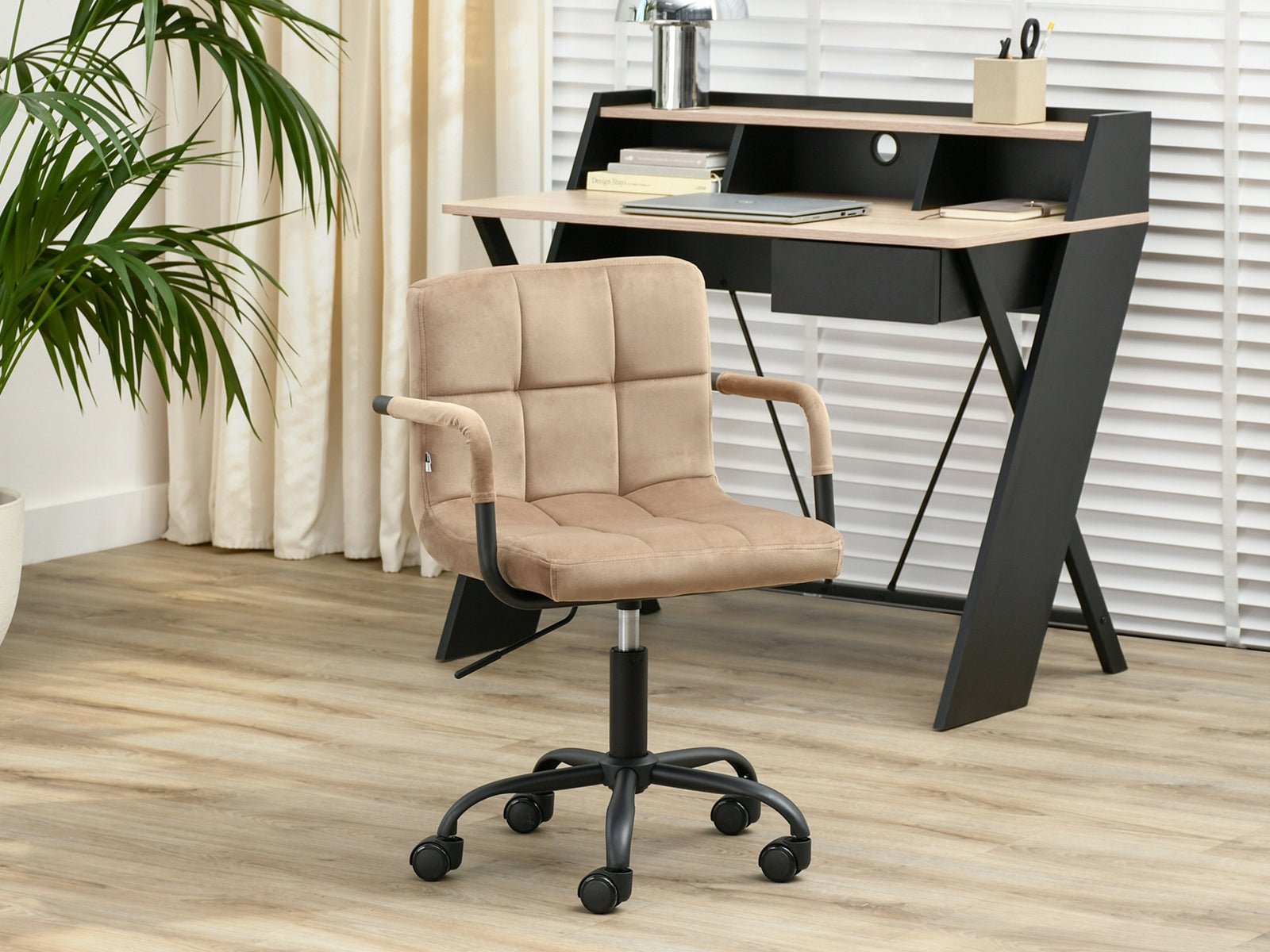 MODERN SOFT ARMCHAIR FOR HOME OFFICE ELIS BEIGE VELVET BLACK BASE Manufacturer code 5907698676096