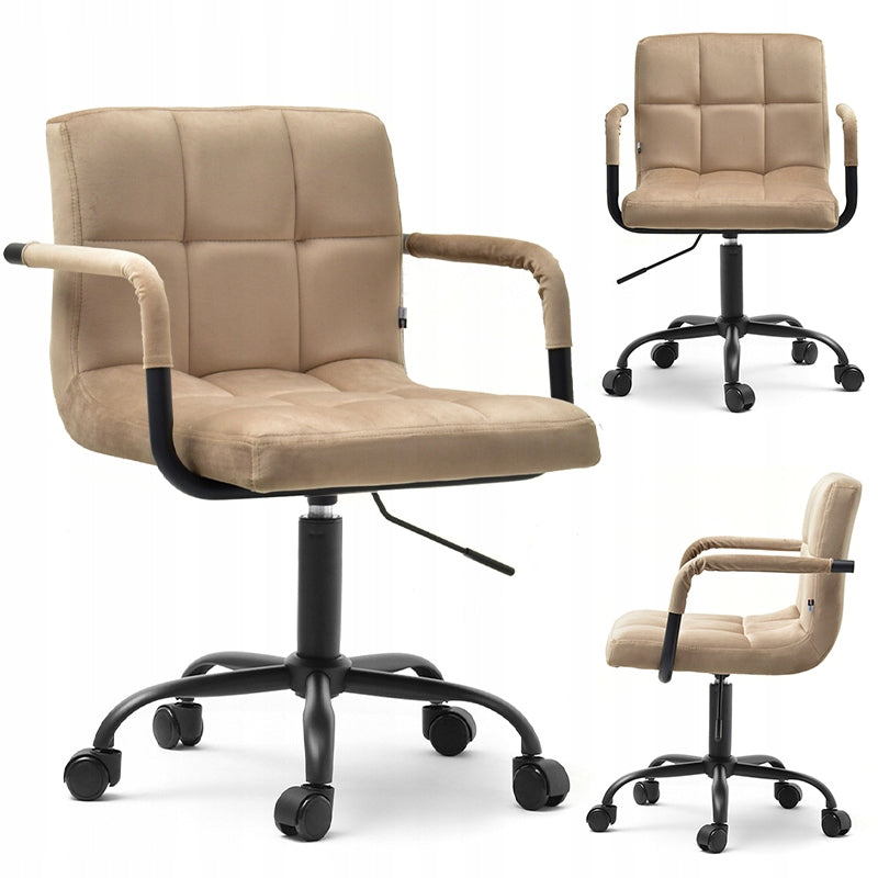 MODERN SOFT ARMCHAIR FOR HOME OFFICE ELIS BEIGE VELVET BLACK BASE
