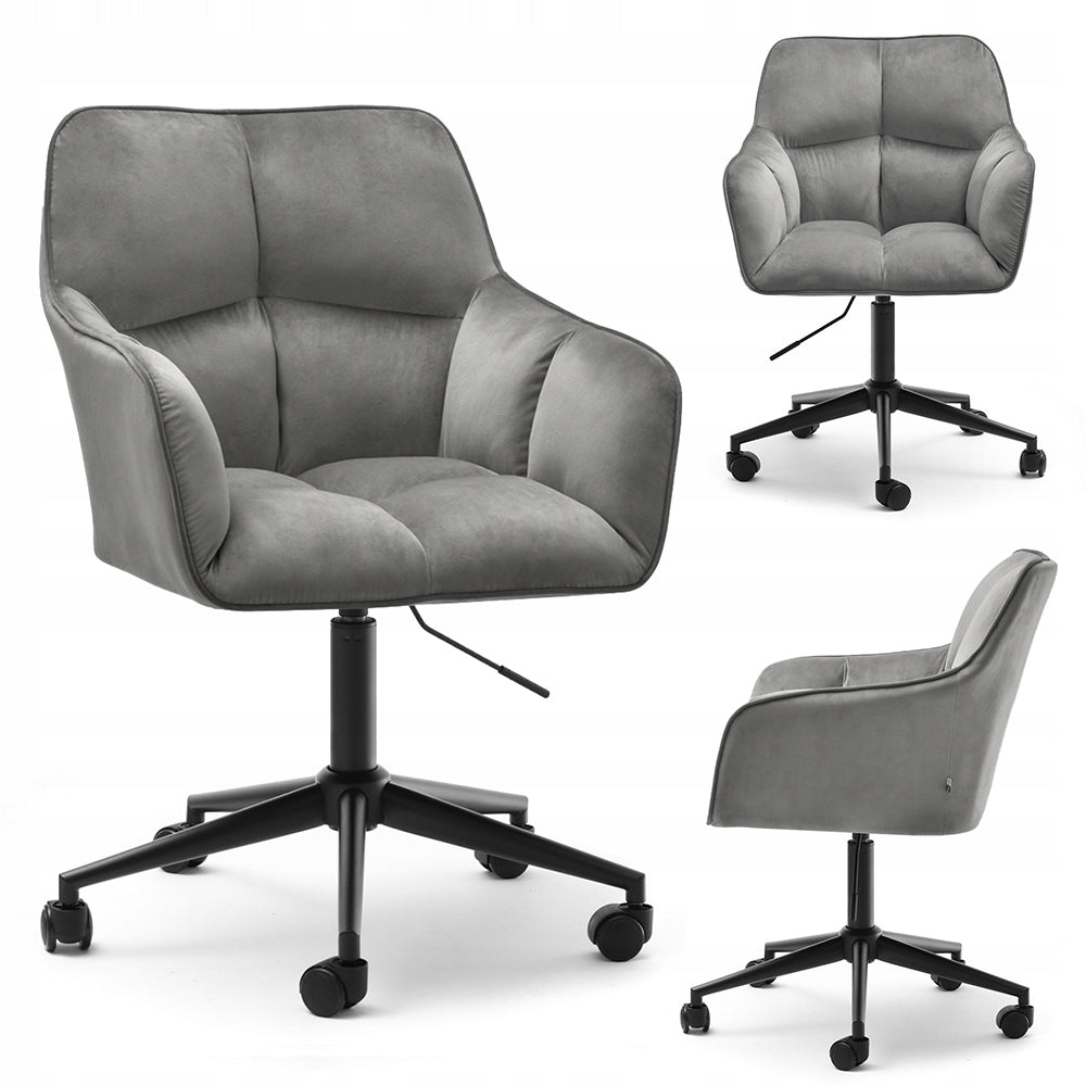 MODERN SOFT OFFICE CHAIR MADE OF DURABLE VELOUR ISLA GREY STRONG BASE