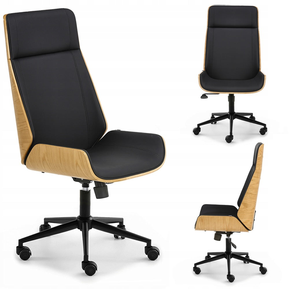 MODERN SWIVEL OFFICE CHAIR WITH HEIGHT ADJUSTMENT BLACK AUSTIN OAK