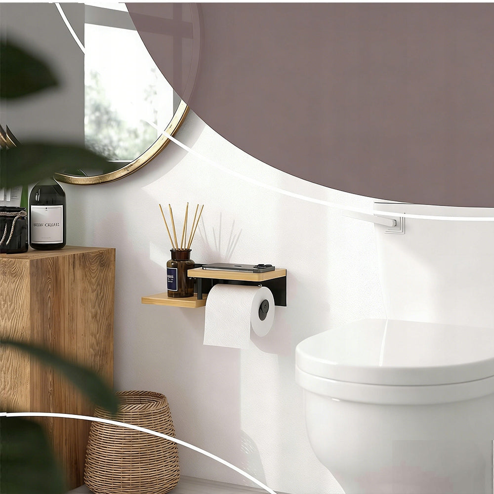 MODERN TOILET PAPER HOLDER WITH SHELF, INSTALLATION WITHOUT DRILLING Brand no brand