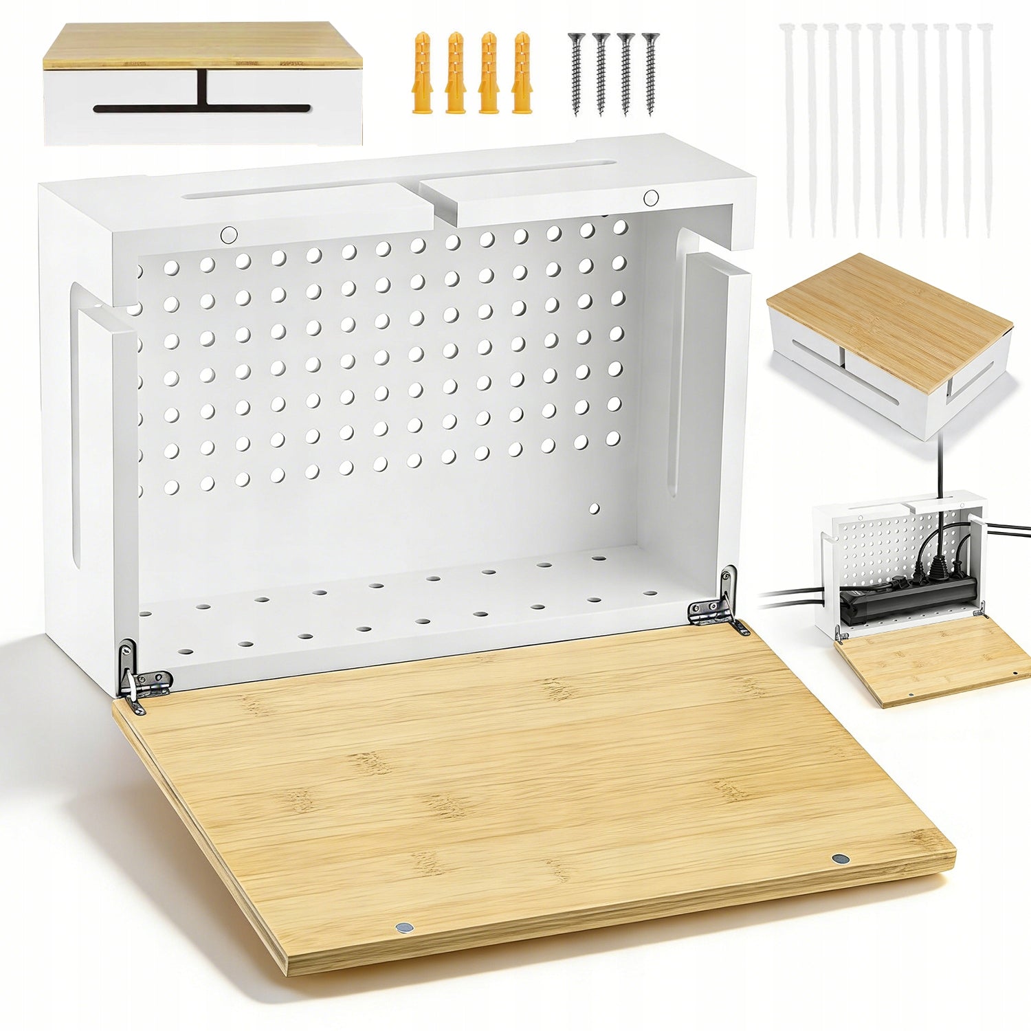 MODERN WALL CABLE BOX WITH MAGNETIC COVER AND HOLES