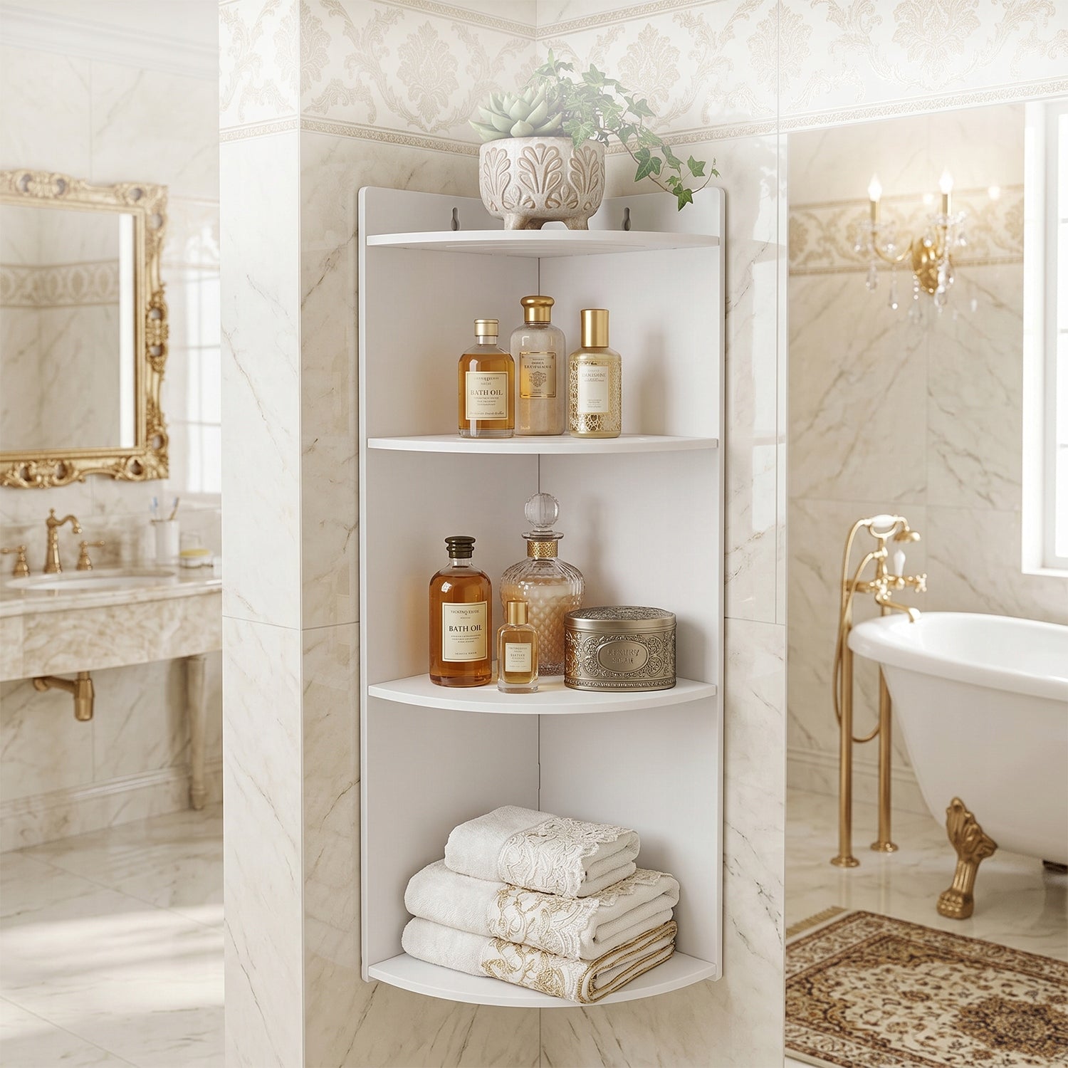 MODERN WALL CORNER SHELF FOR KITCHEN BATHROOM AND BALCONY WHITE Brand no brand