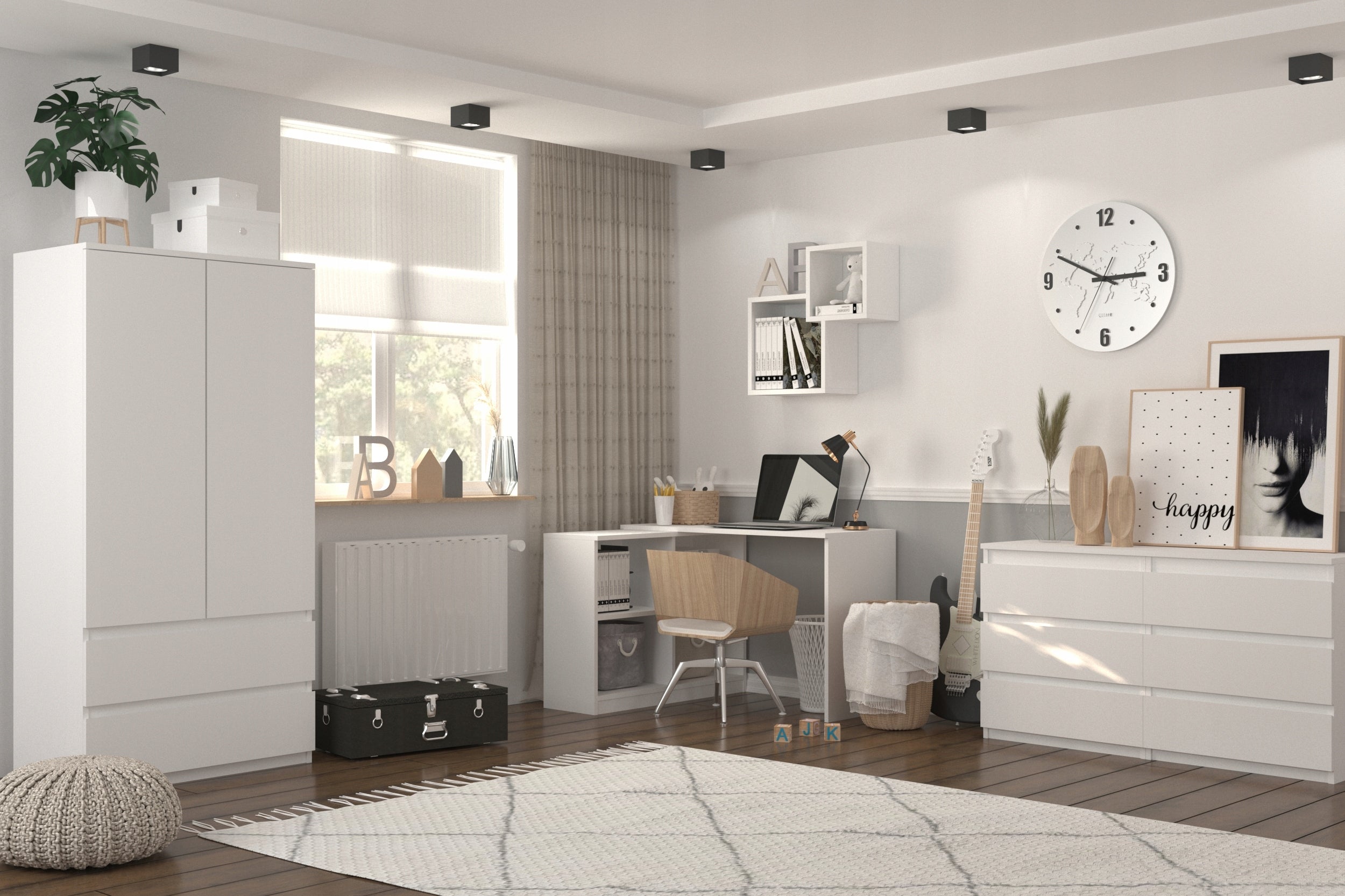MODERN chest of drawers 140 cm WHITE bedroom with 6 drawers EAN (GTIN) 5902841997158