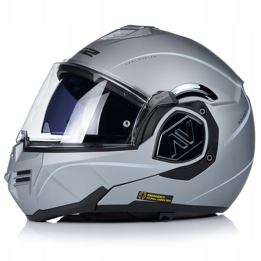 MODULAR MOTORCYCLE HELMET LS2 FF906 ADVANT XS SILVER ECE 22.06