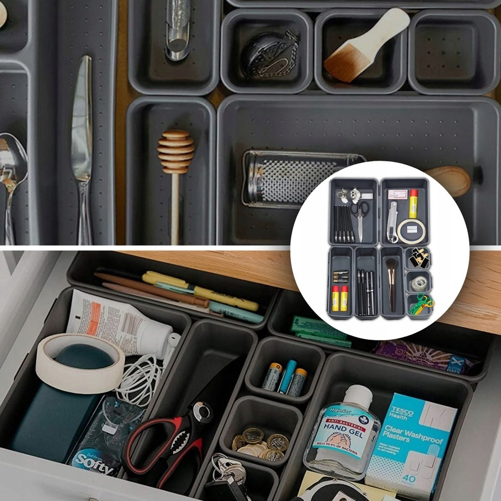 MODULAR ORGANIZER FOR DESK DRAWER REFILL CONTAINERS STORAGE 8PCS Color brown