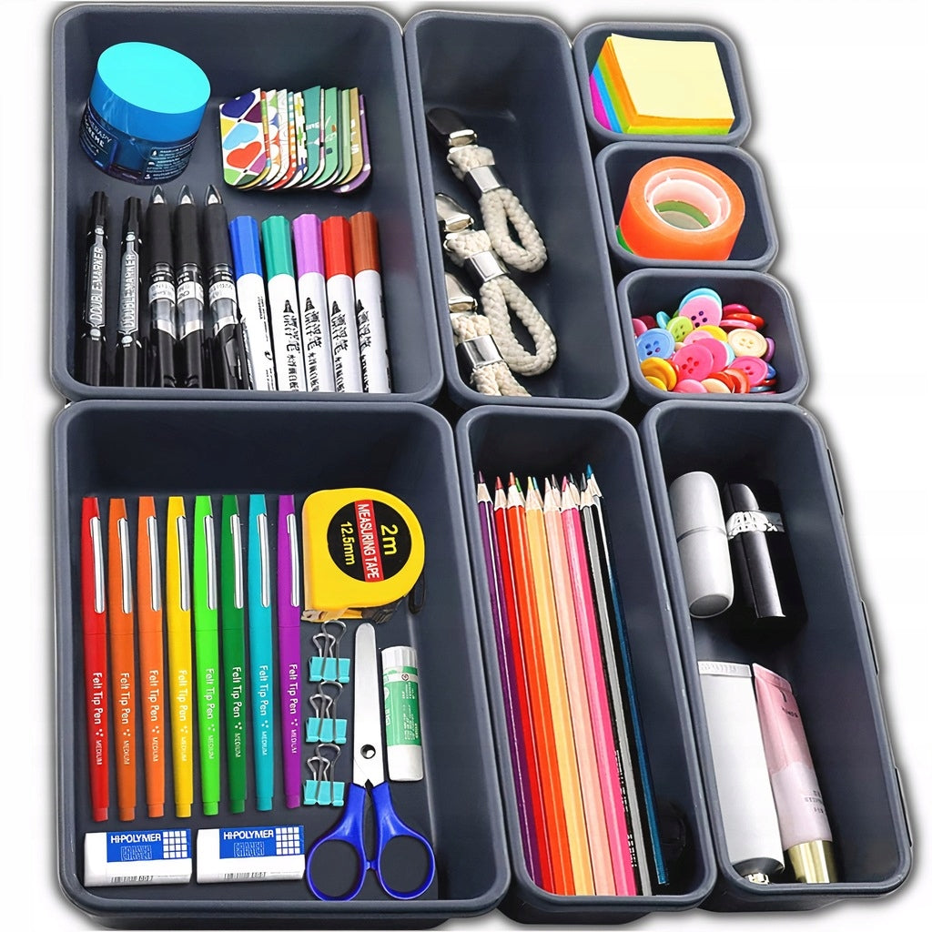 MODULAR ORGANIZER FOR DESK DRAWER REFILL CONTAINERS STORAGE 8PCS Packaging status original