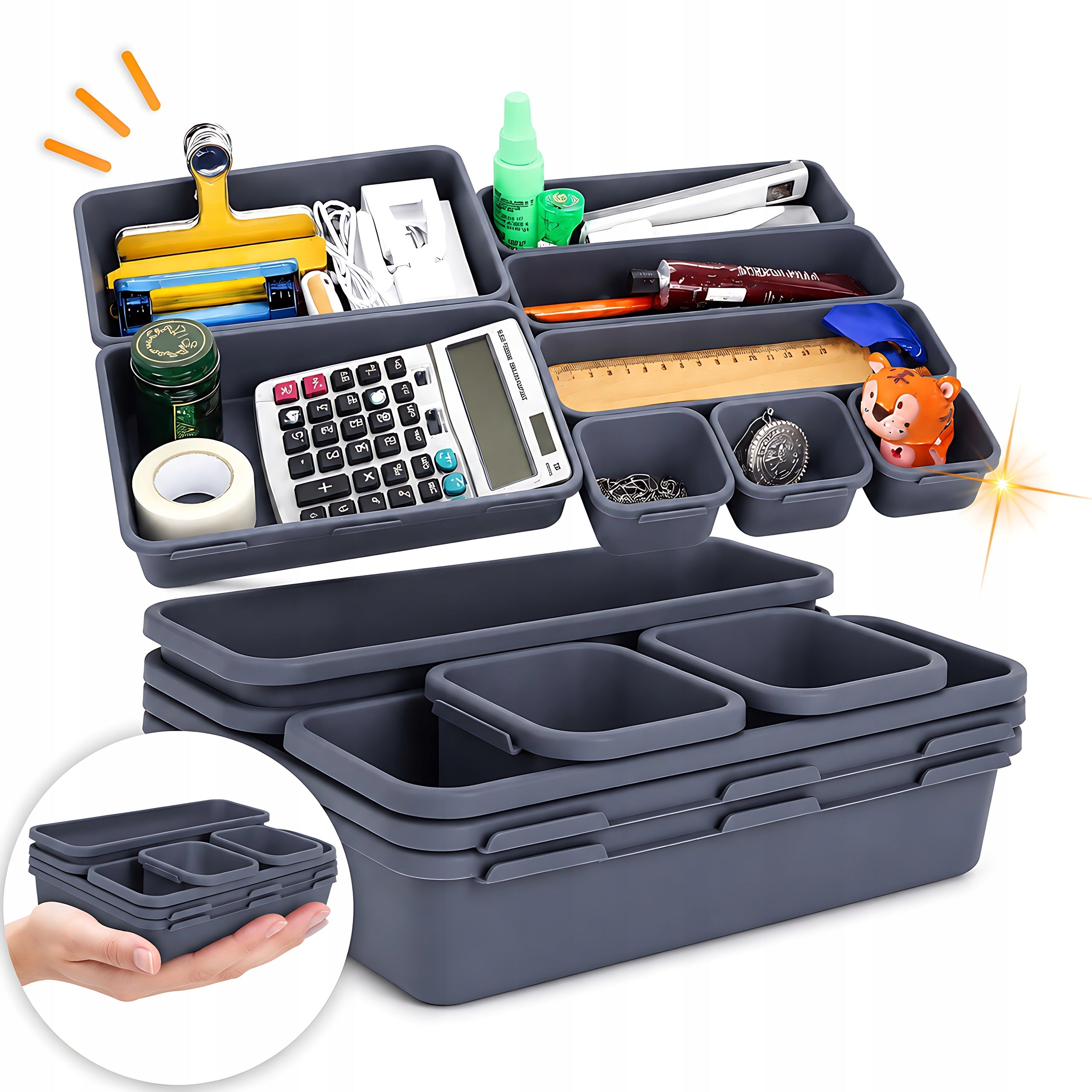 MODULAR ORGANIZER FOR DRAWER CLOSET STORAGE OF SMALL ITEMS 8 EL