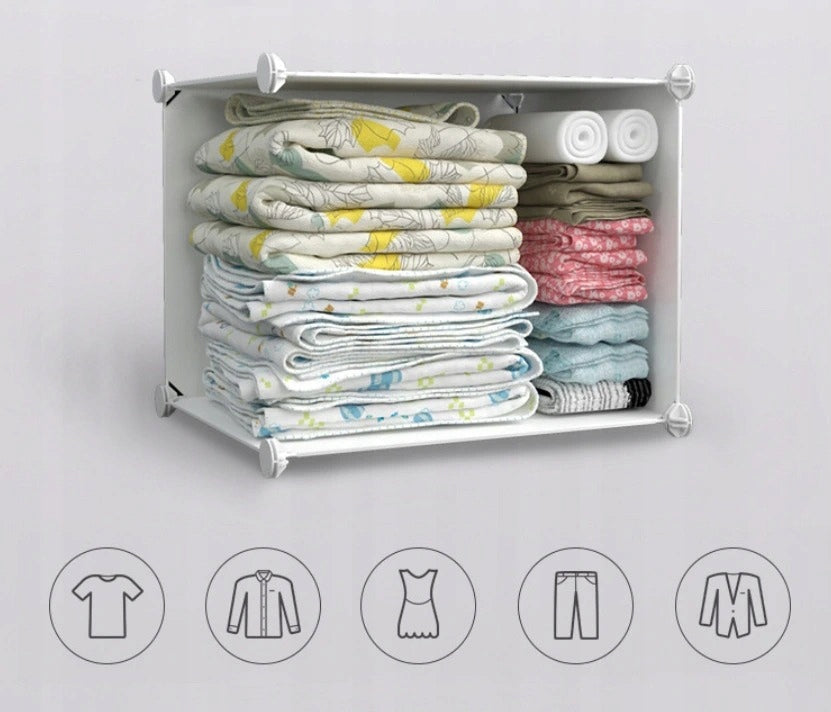 MODULAR WARDROBE LARGE CHILDREN'S CABINET ROOMY FOR CLOTHES TOYS Color white