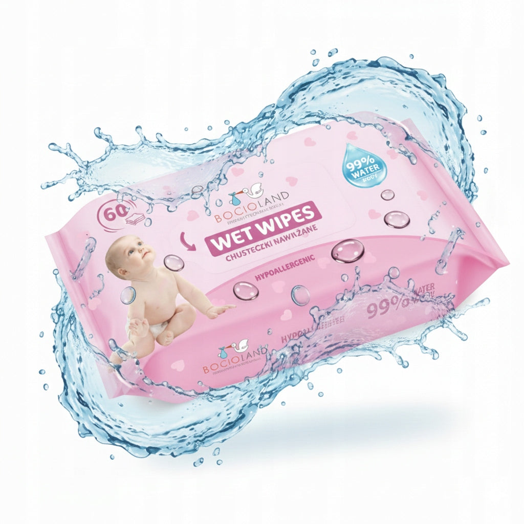 MOISTURIZED BABY WATER WIPES 99% WATER 60PCS SUPER COMPOSITION