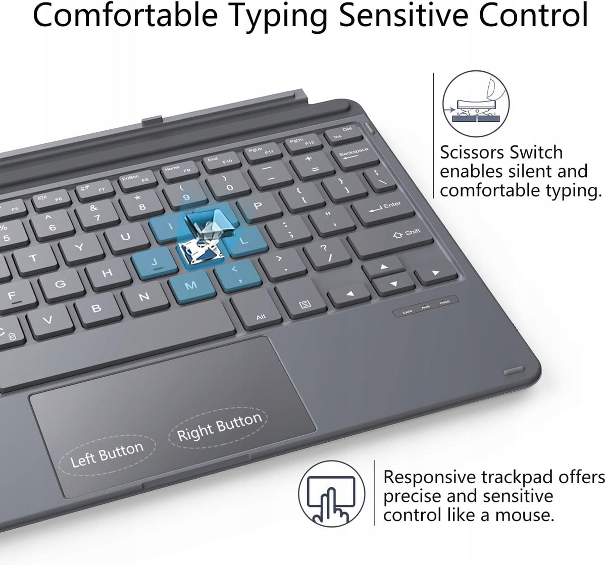 MOKO Bluetooth Wireless Keyboard for Surface Go 1 / 2 / 3 / 4 Grey Keyboard layout PL (qwerty)