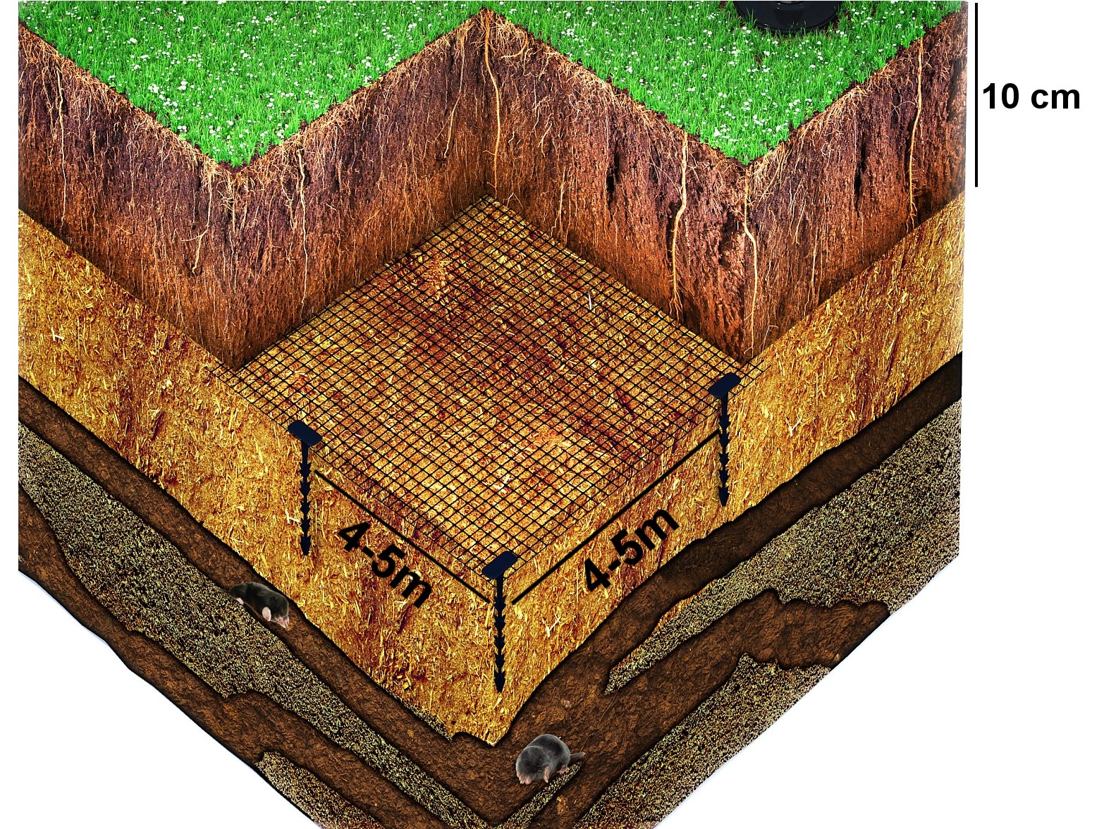 MOLE NET 2x100m PREMIUM 40g UNDER LAWN AGAINST MOLES Poland + PEGS Product weight with unit packaging 8.5 kg