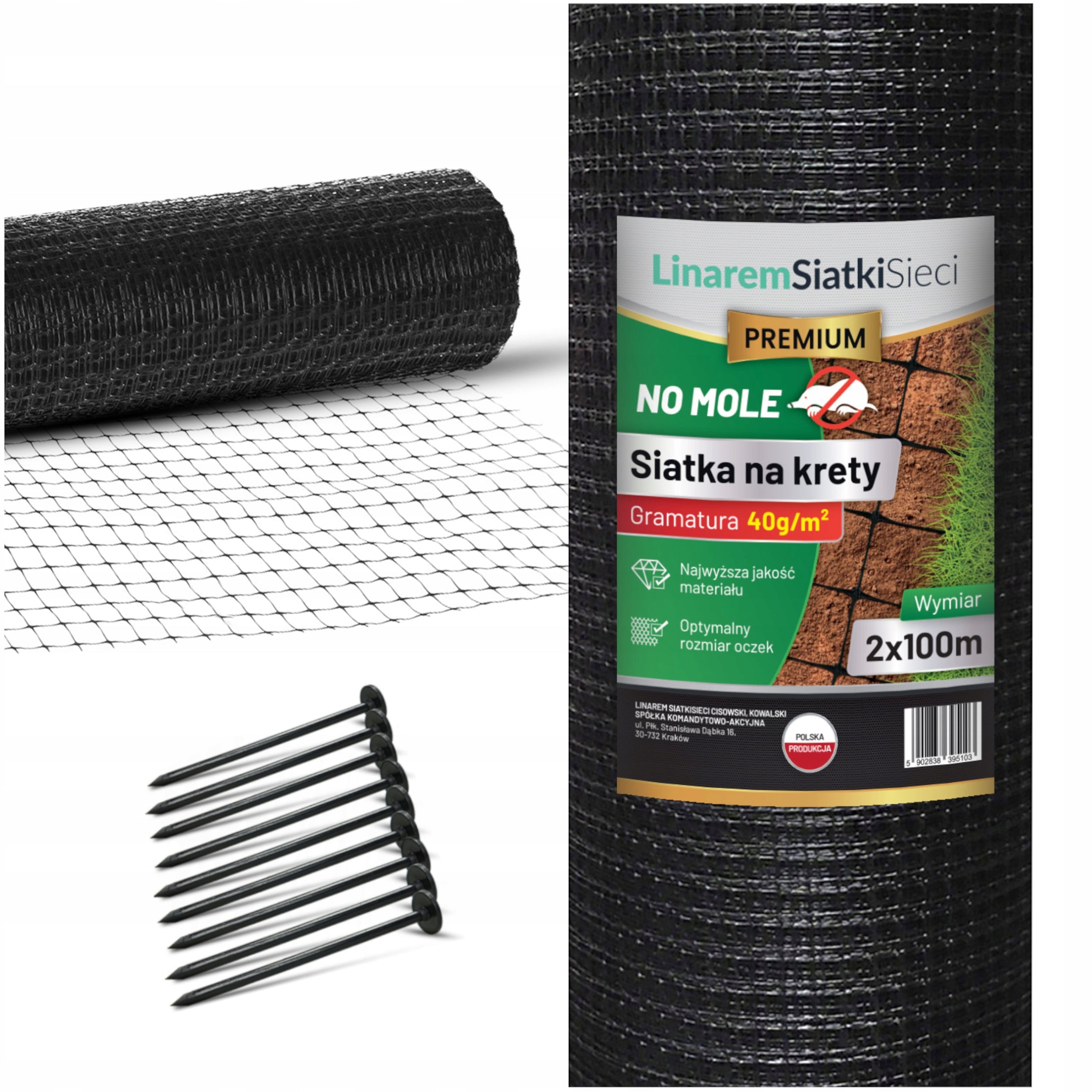 MOLE NET 2x100m PREMIUM 40g UNDER LAWN AGAINST MOLES Poland + PEGS