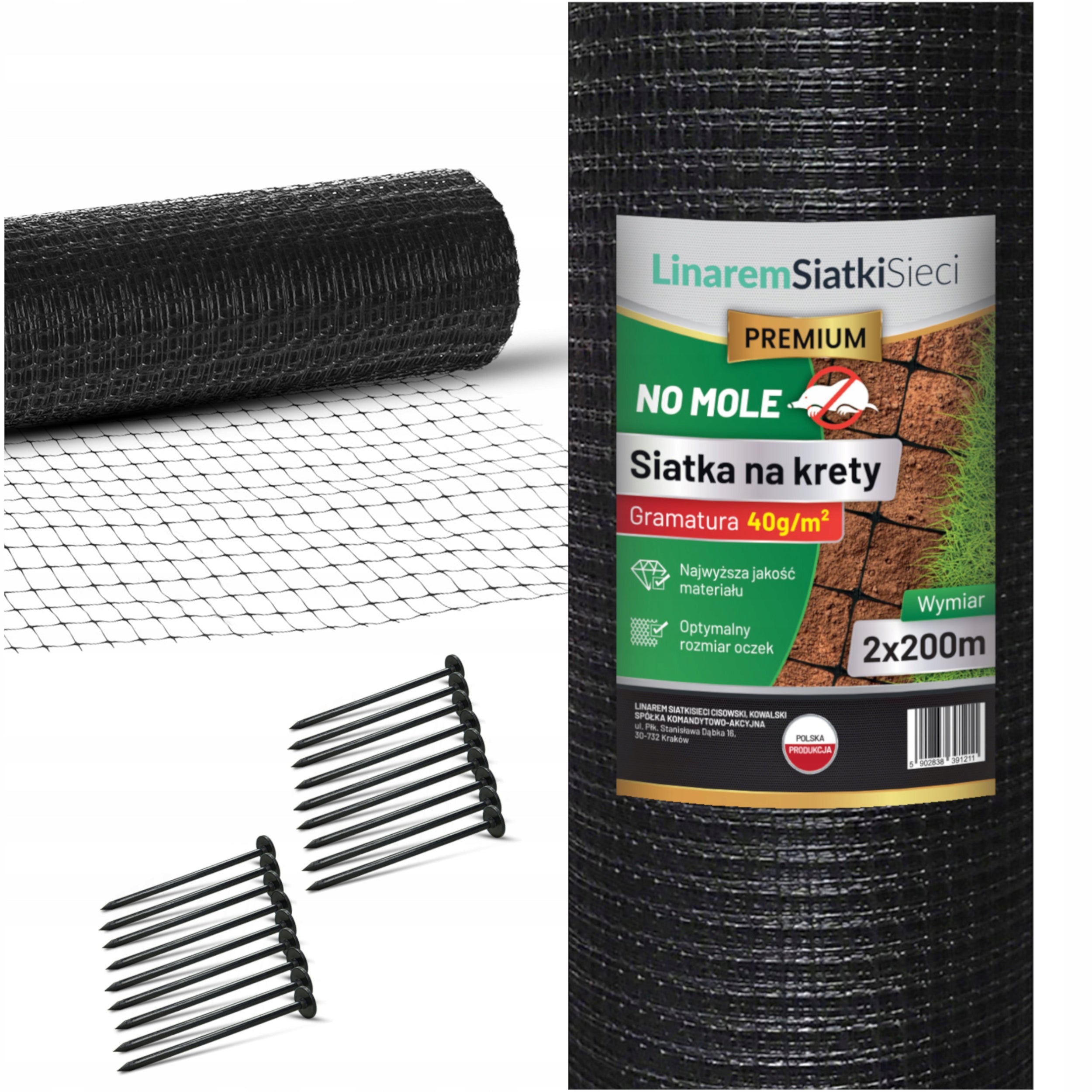 MOLE NET 2x200m PREMIUM 40g UNDER LAWN AGAINST MOLES Poland + PEGS
