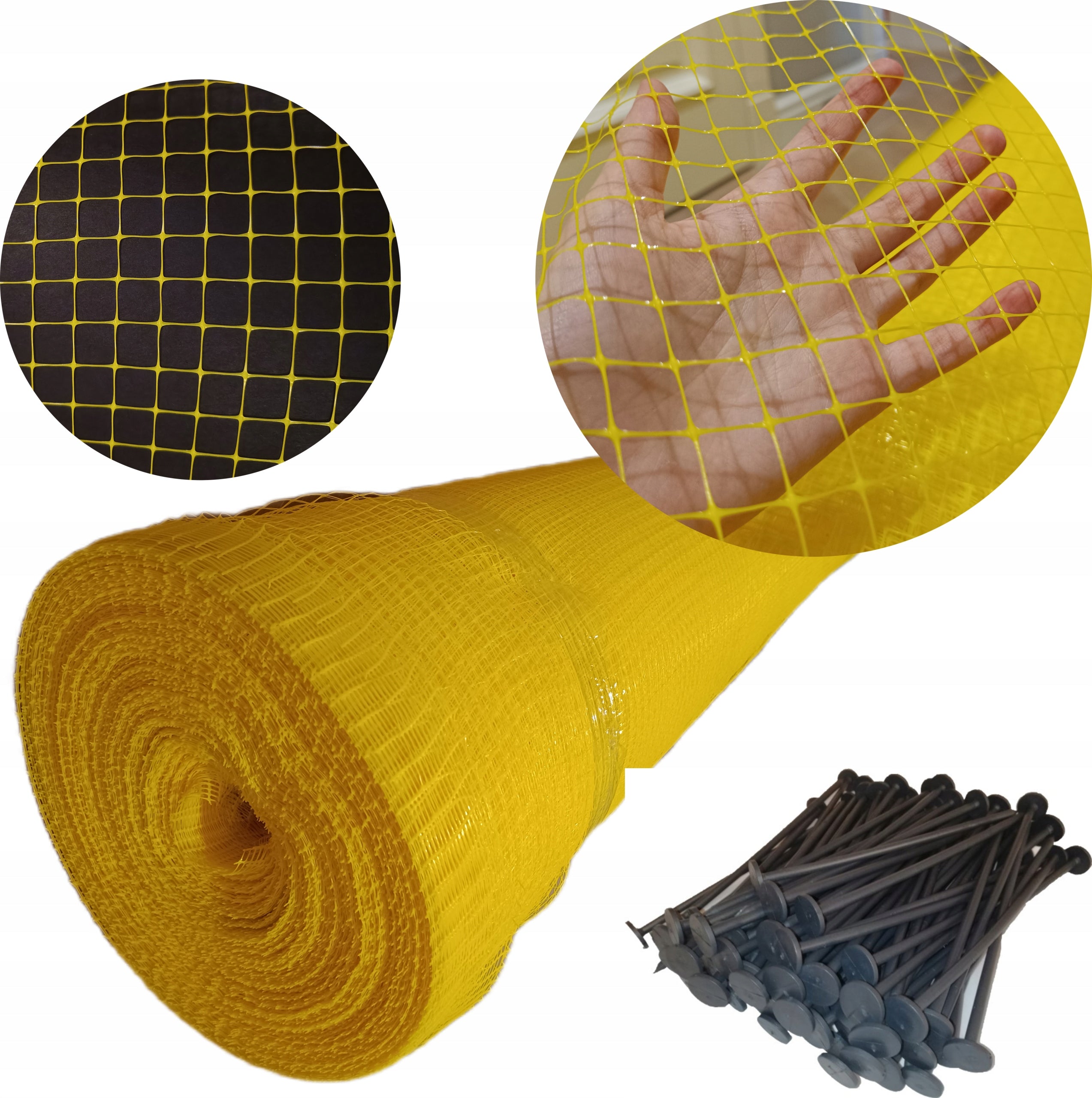 MOLE NET 2x50m UV+ 40g Poland STRONG YELLOW AGAINST MOLES + PEGS