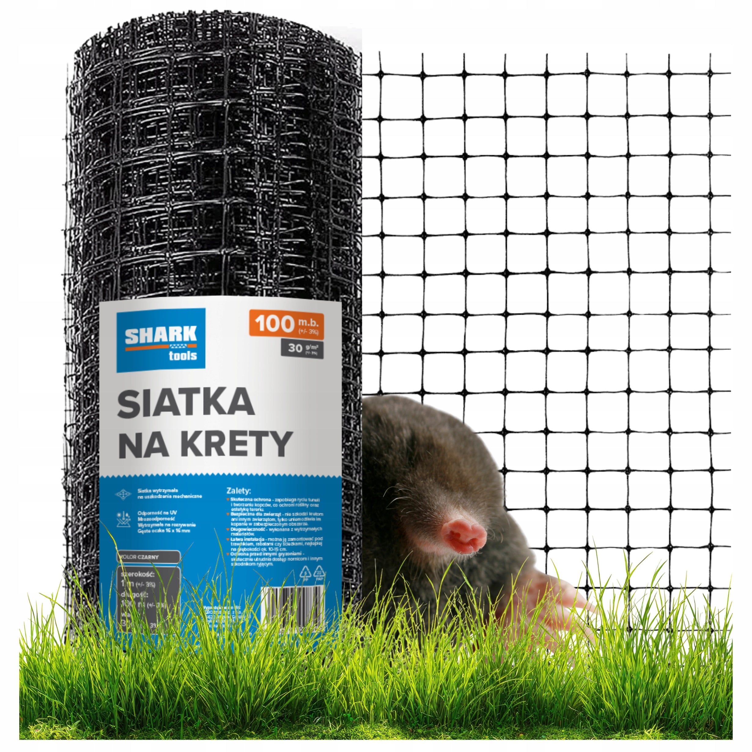 MOLE NET AGAINST MOLES 1x100m 30g VOLES EXTRA STRONG for lawn Packaging status original