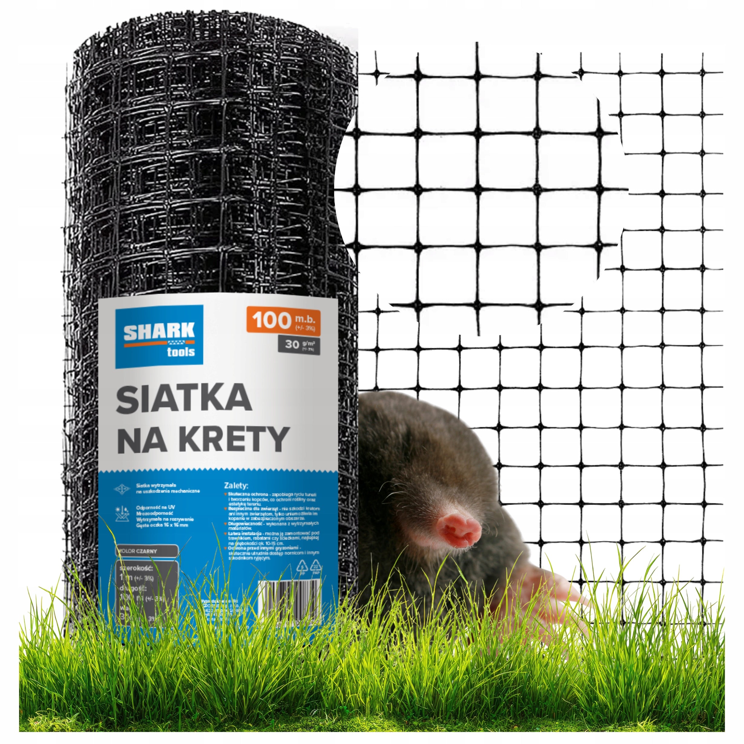 MOLE NET AGAINST MOLES 1x100m 30g VOLES EXTRA STRONG for lawn